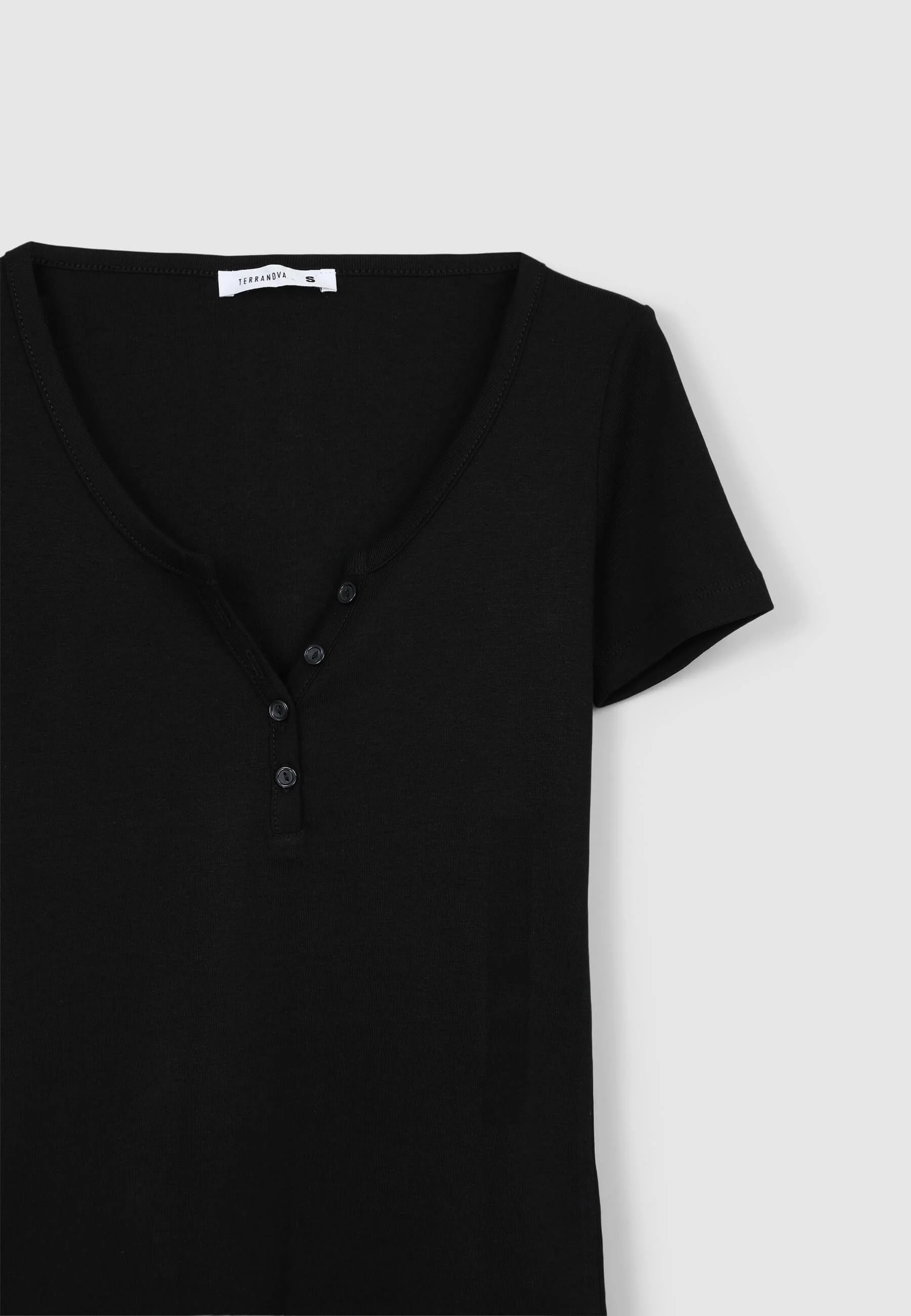 T-shirt serafino tinta unita - Image 5