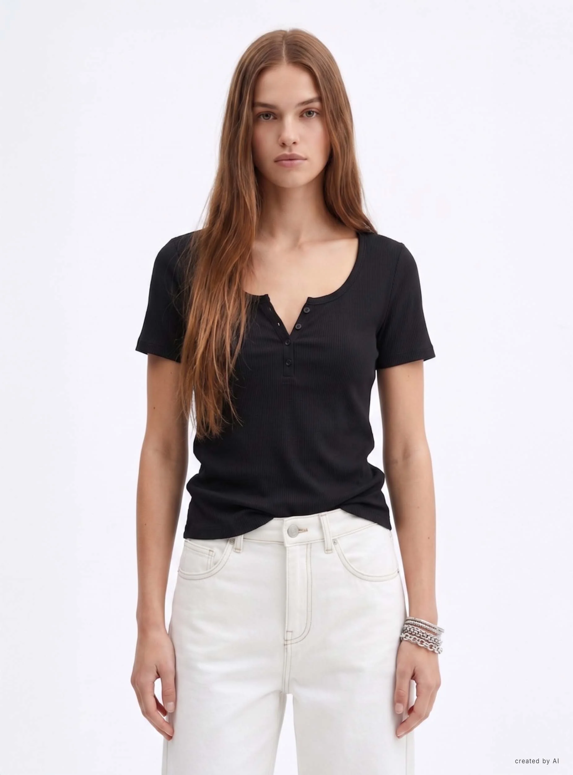 T-shirt serafino tinta unita - Image 2