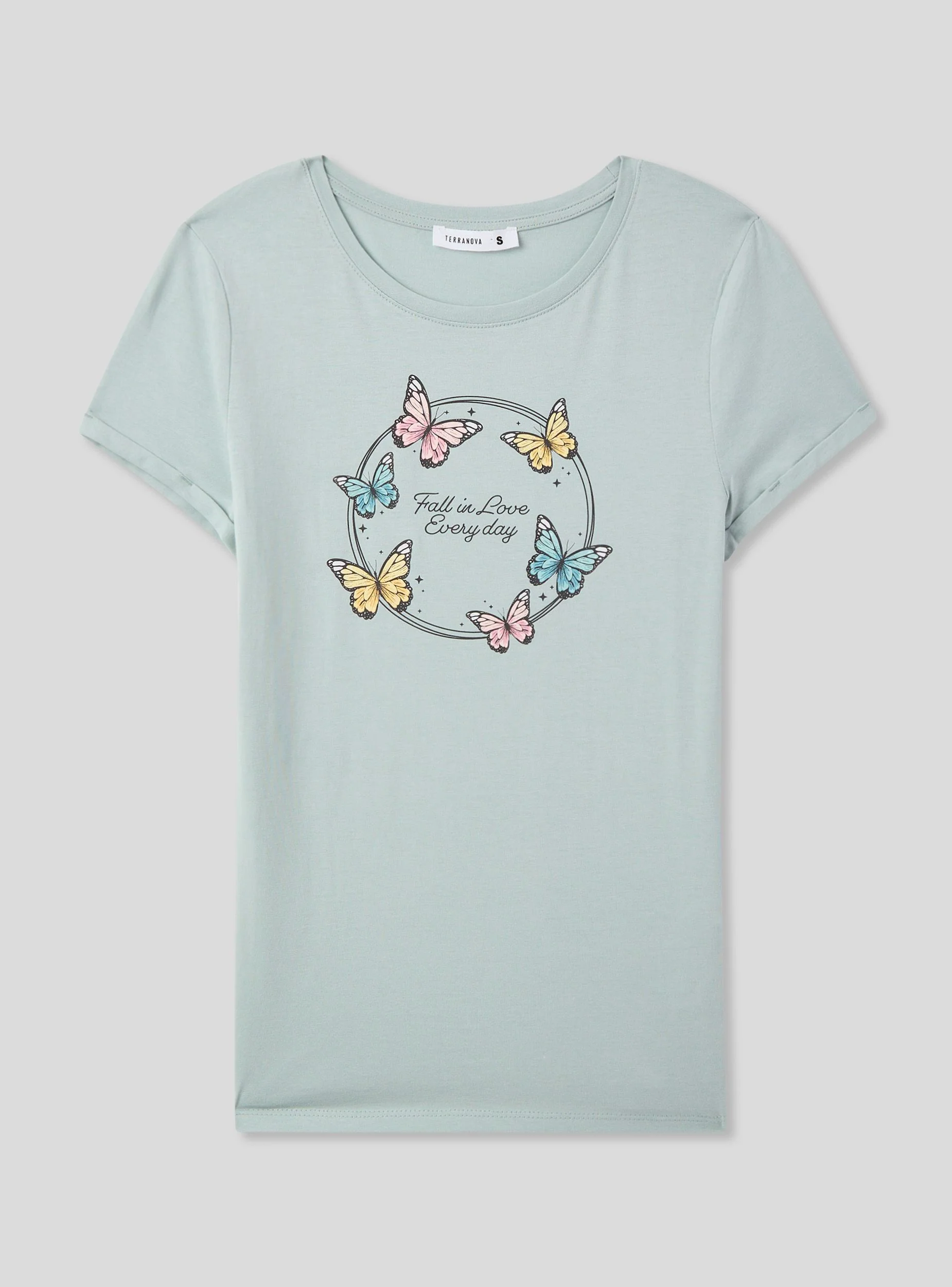 T-shirt slim fit con stampa farfalle - Image 4