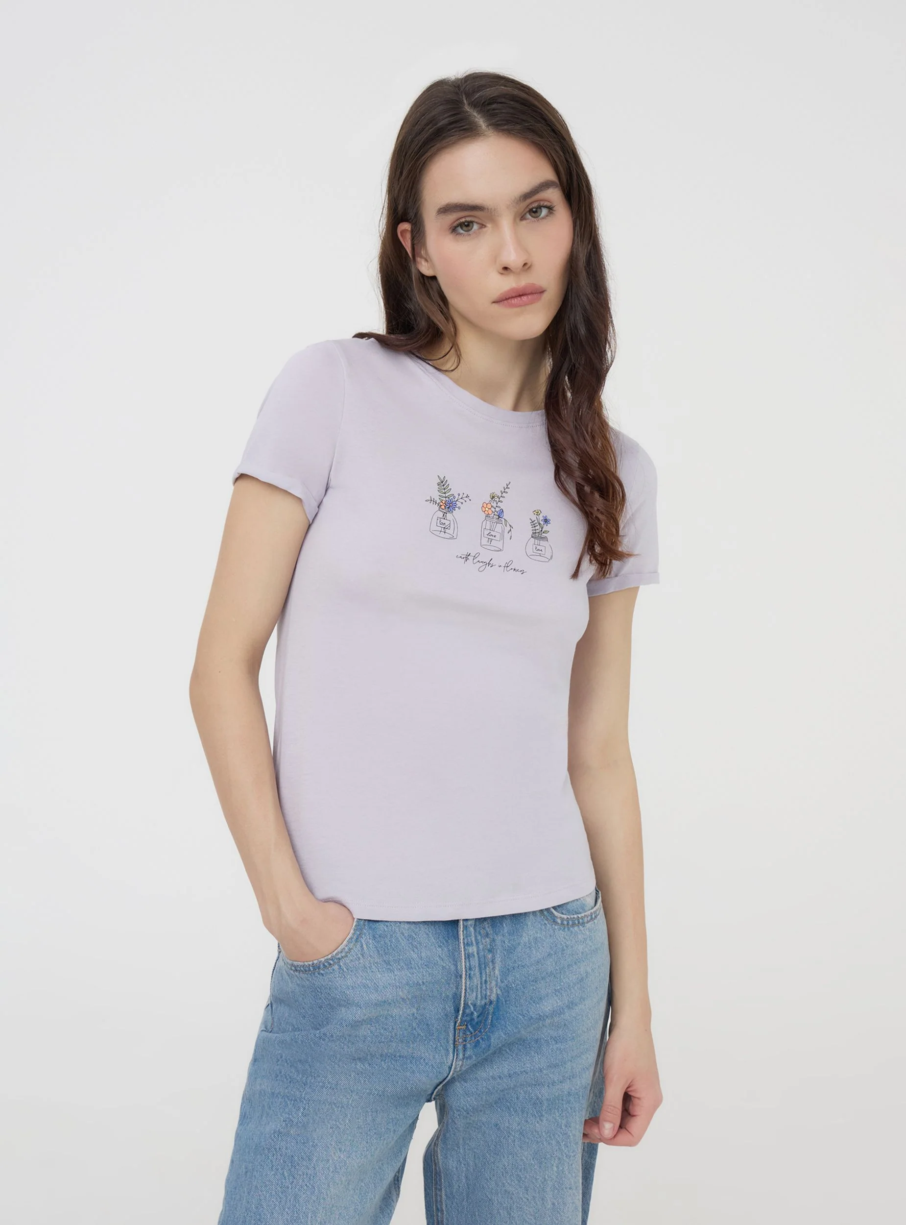 T-shirt slim fit con stampa fiori - Image 3