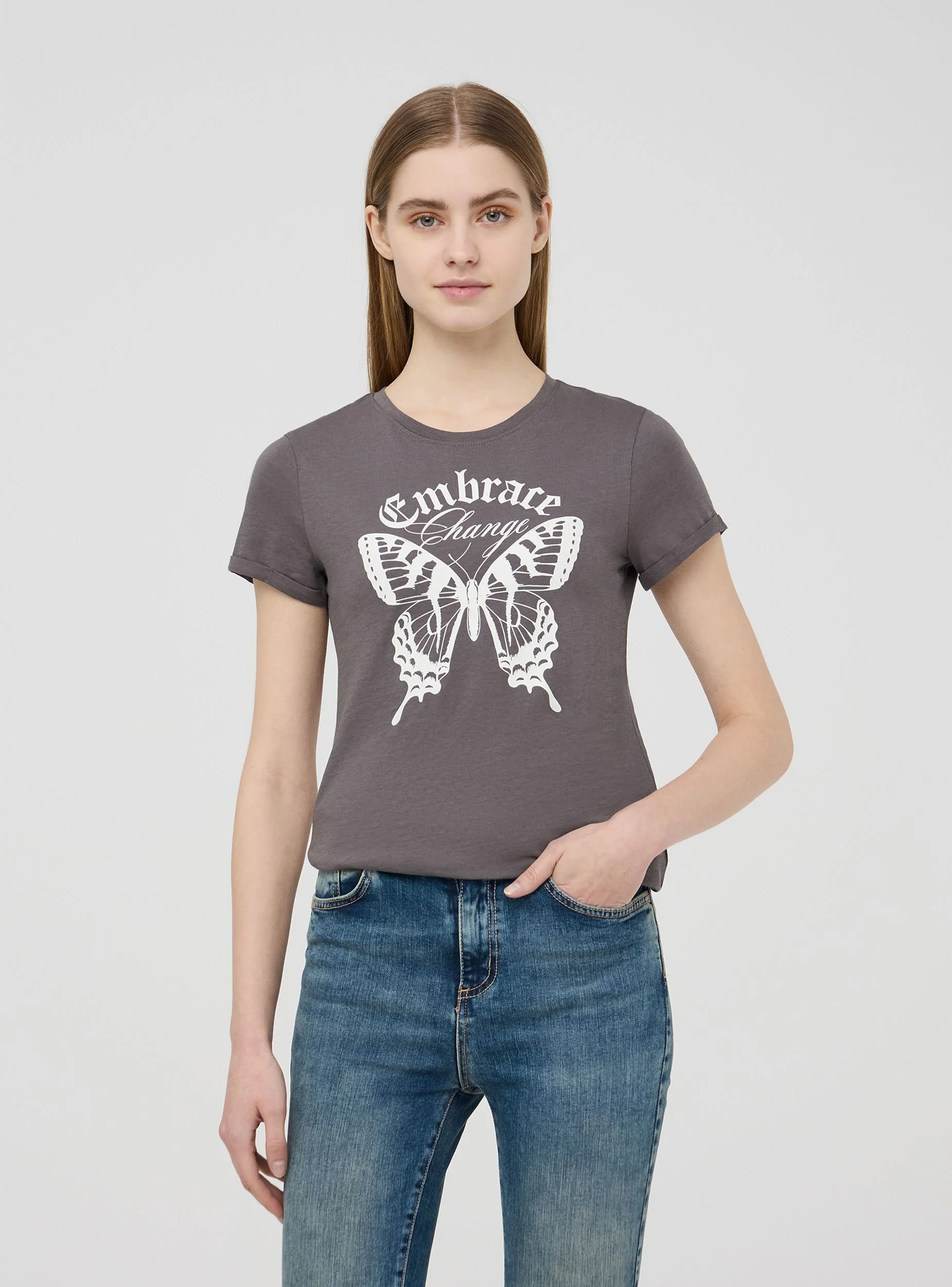T-shirt slim fit stampa farfalla - Image 2