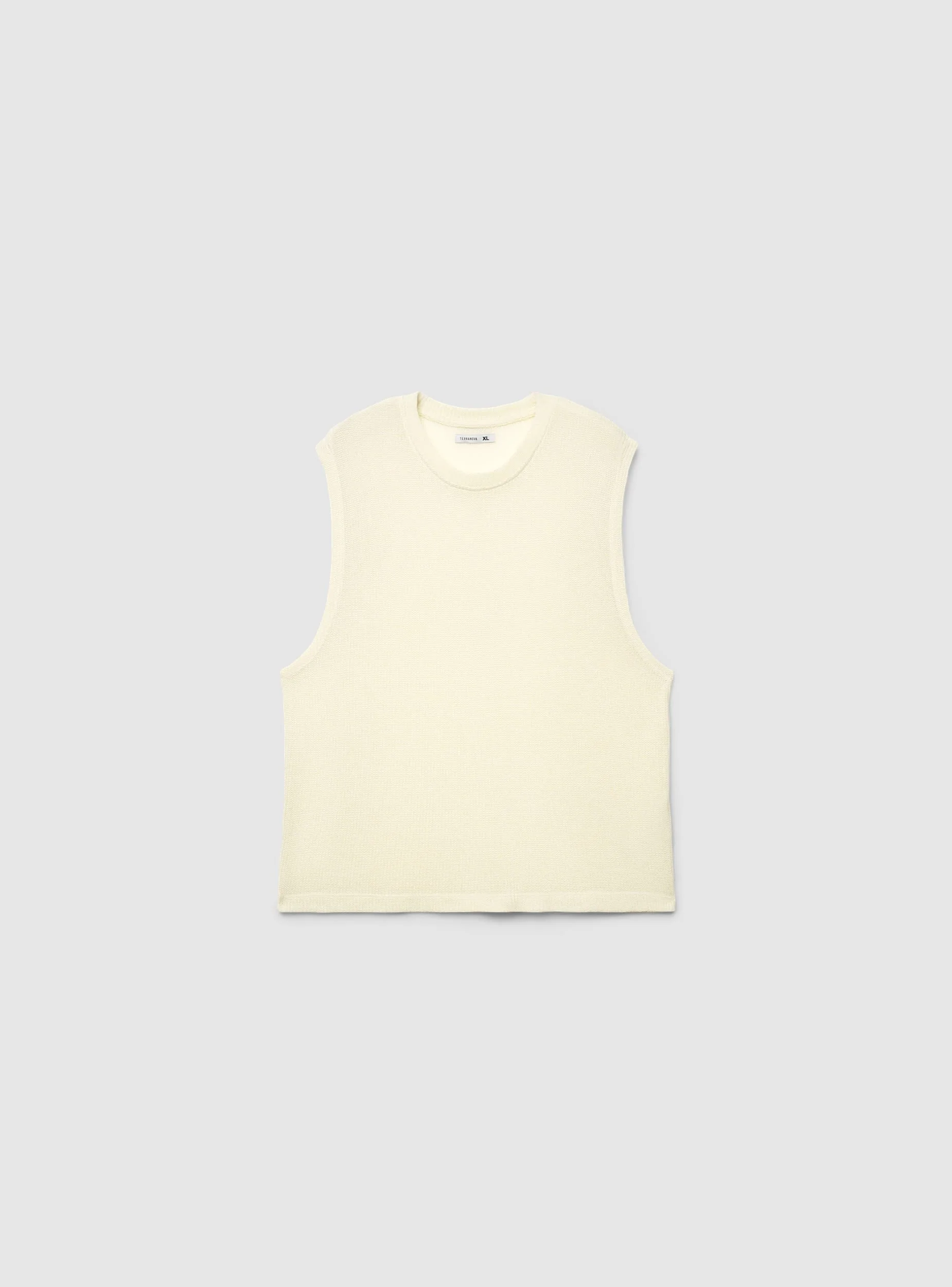 T-shirt smanicata boxy effetto maglia a tinta unita - Image 6