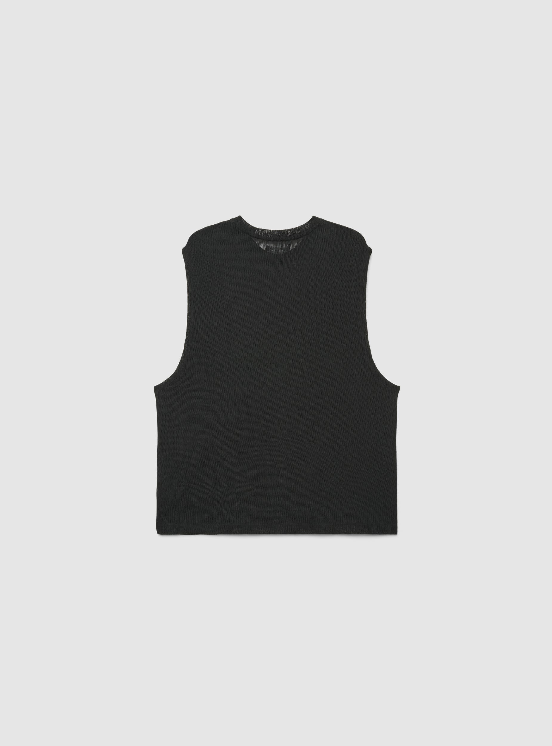 T-shirt smanicata boxy effetto maglia a tinta unita - Image 6