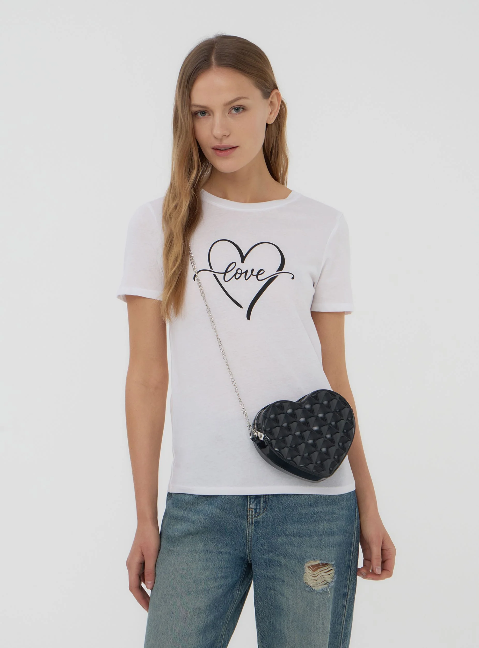 T-shirt stampa cuore con scritta - Image 3
