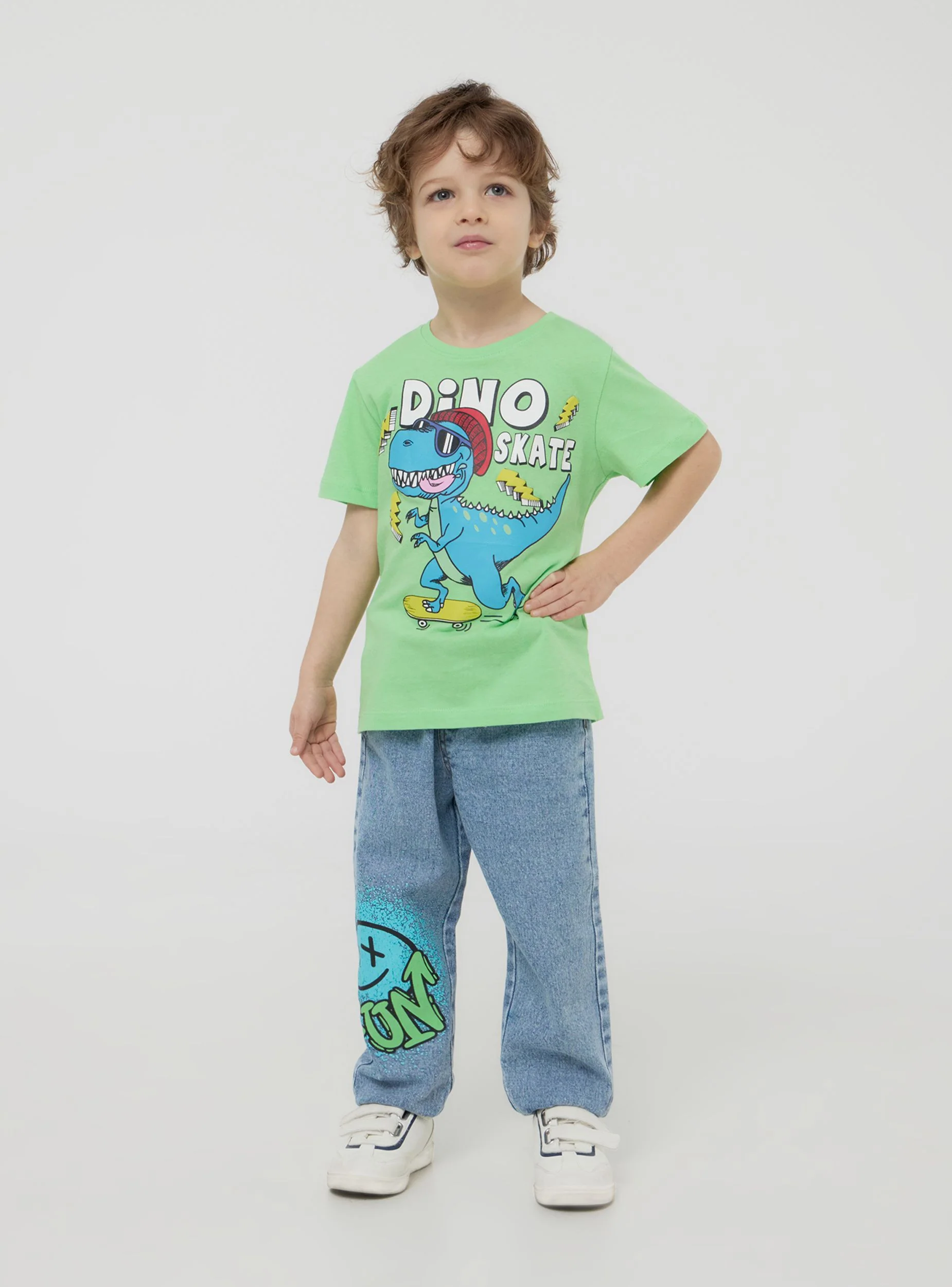 T-shirt stampa dinosauro e skateboard - Image 2