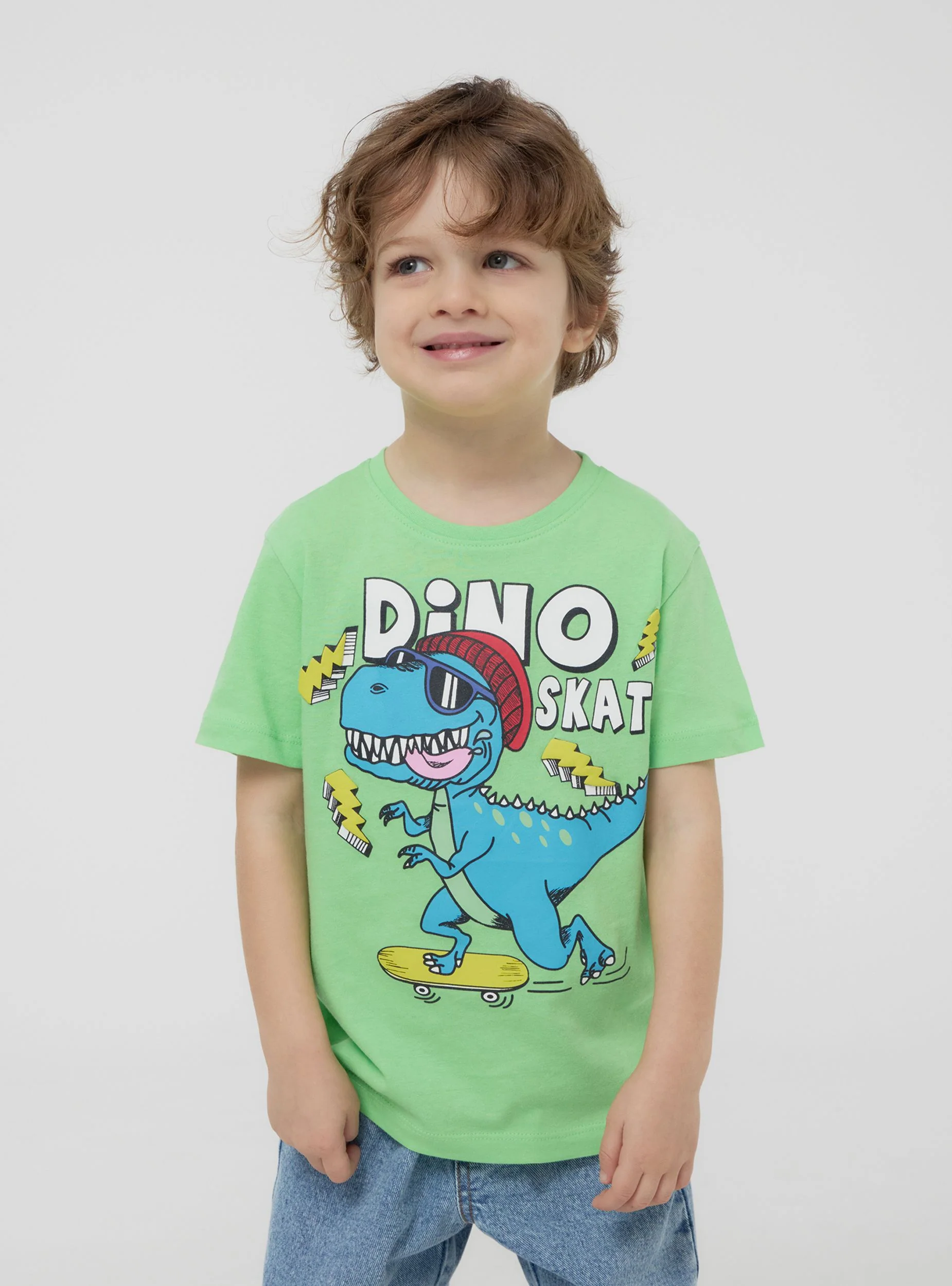 T-shirt stampa dinosauro e skateboard - Image 3
