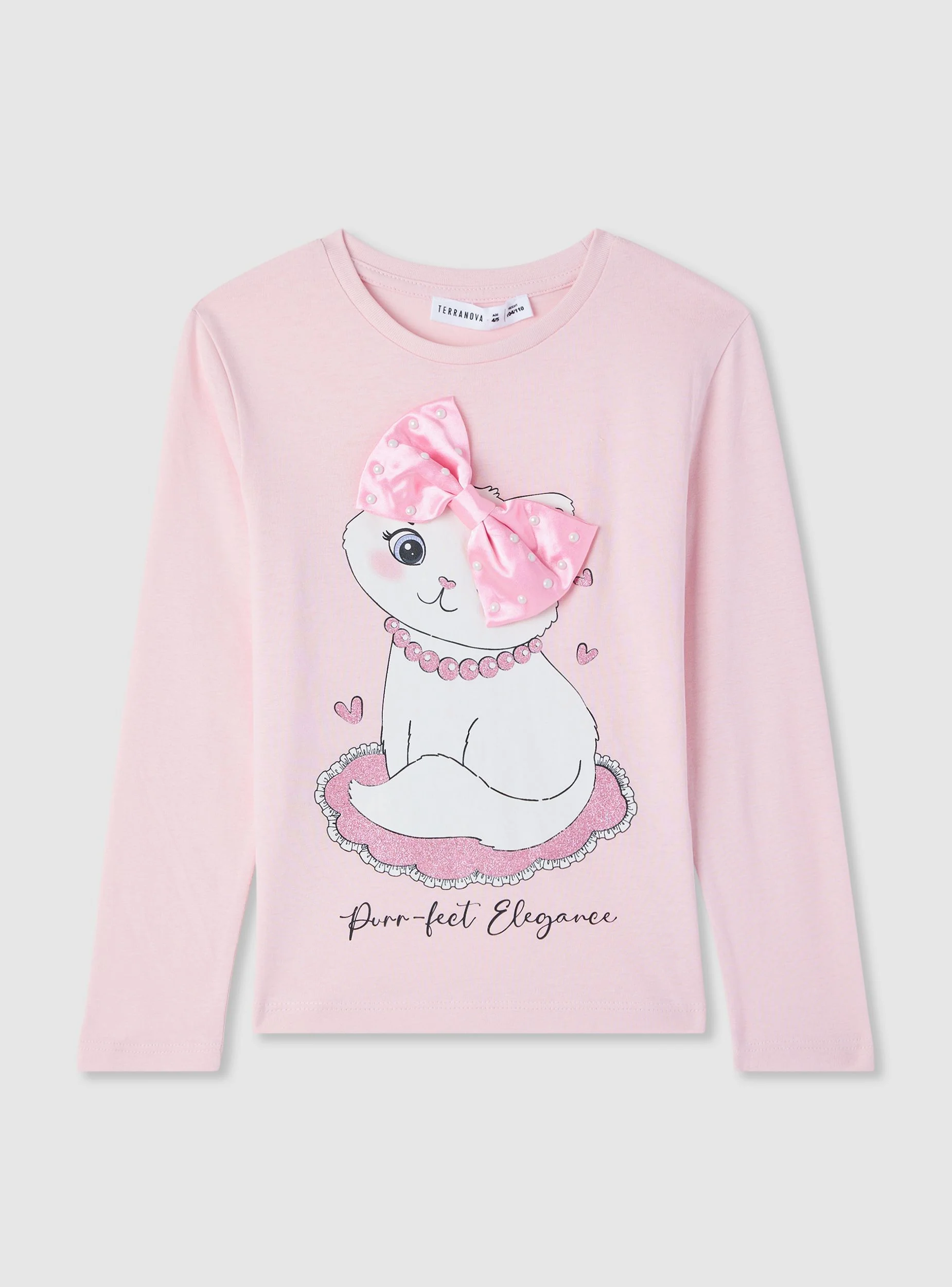 T-shirt stampa gatto con fiocco - Image 4