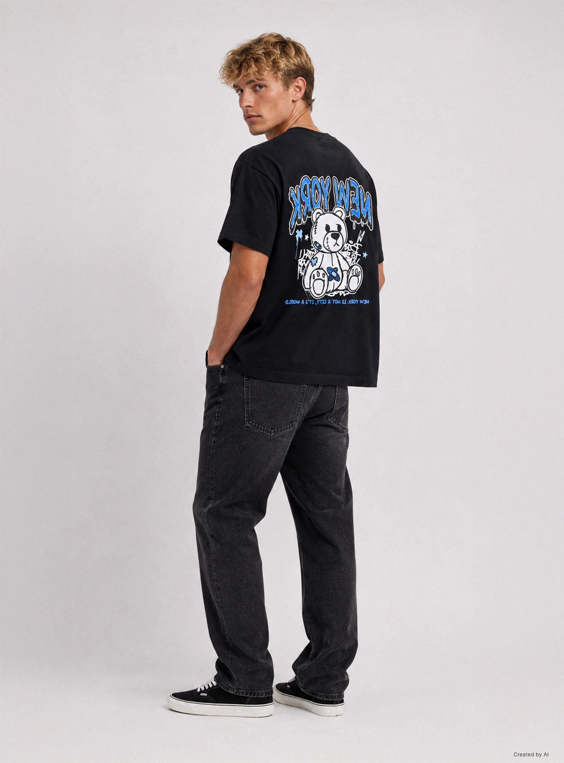 T-shirt stampa graffiti fronte/retro