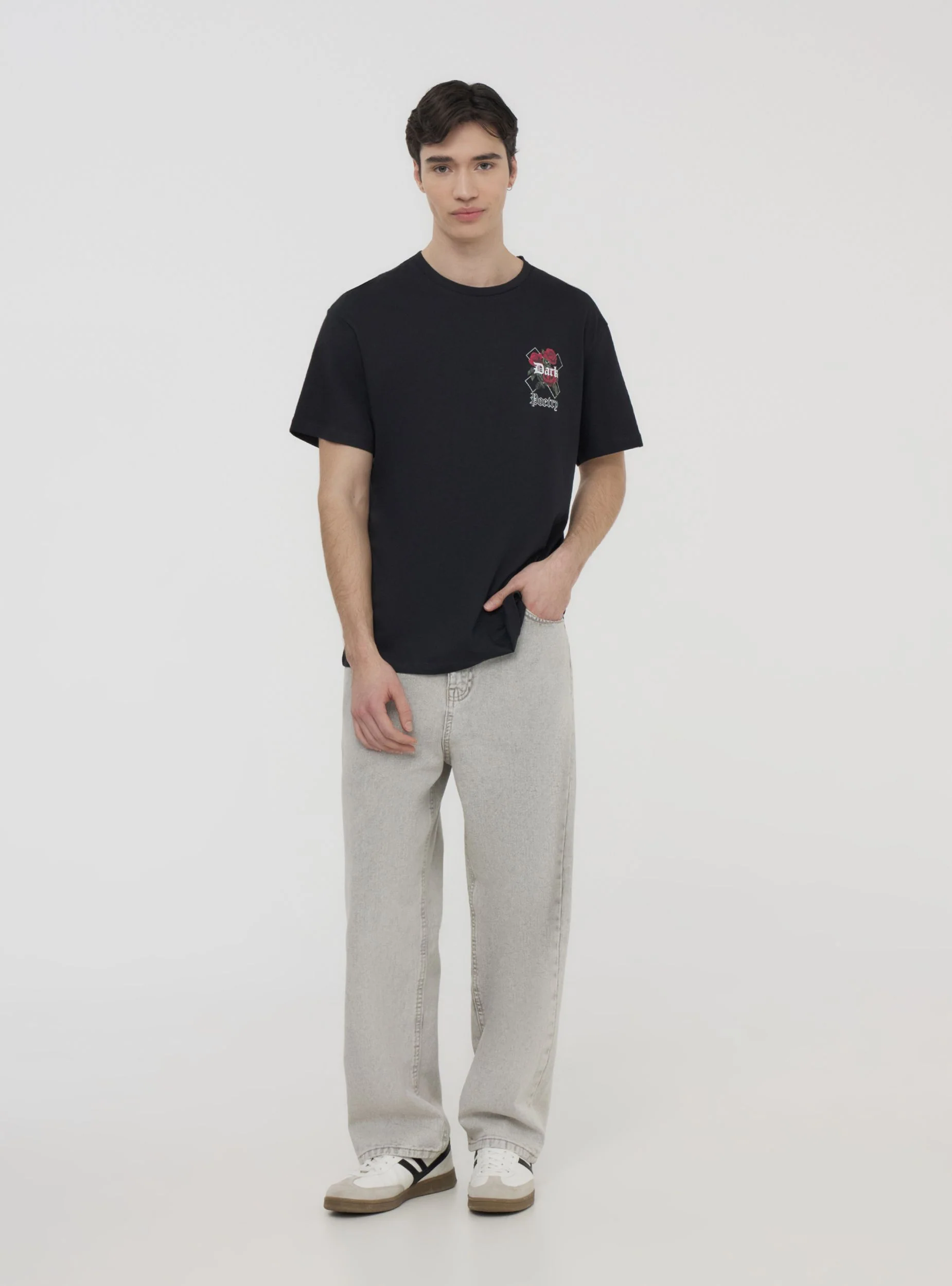 T-shirt stampa rose fronte/retro