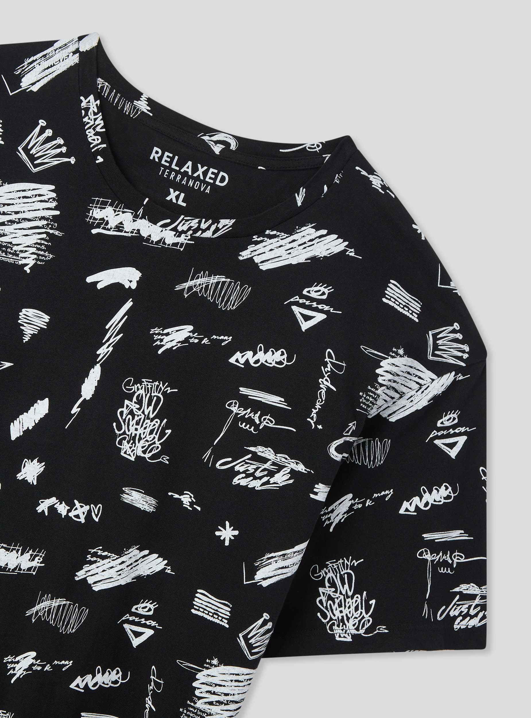 T-shirt stampa stile graffiti all-over