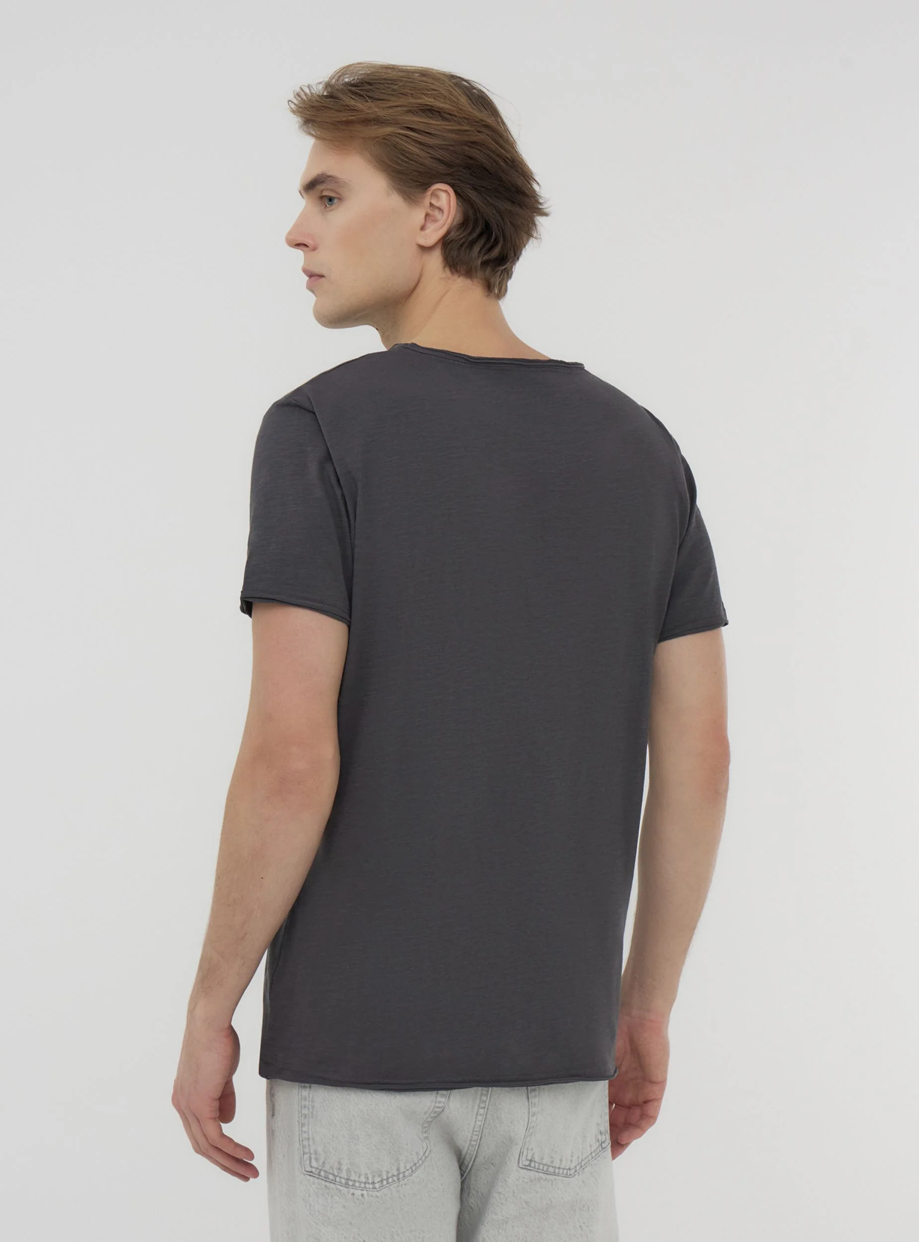 T-shirt taglio vivo tessuto fiammato