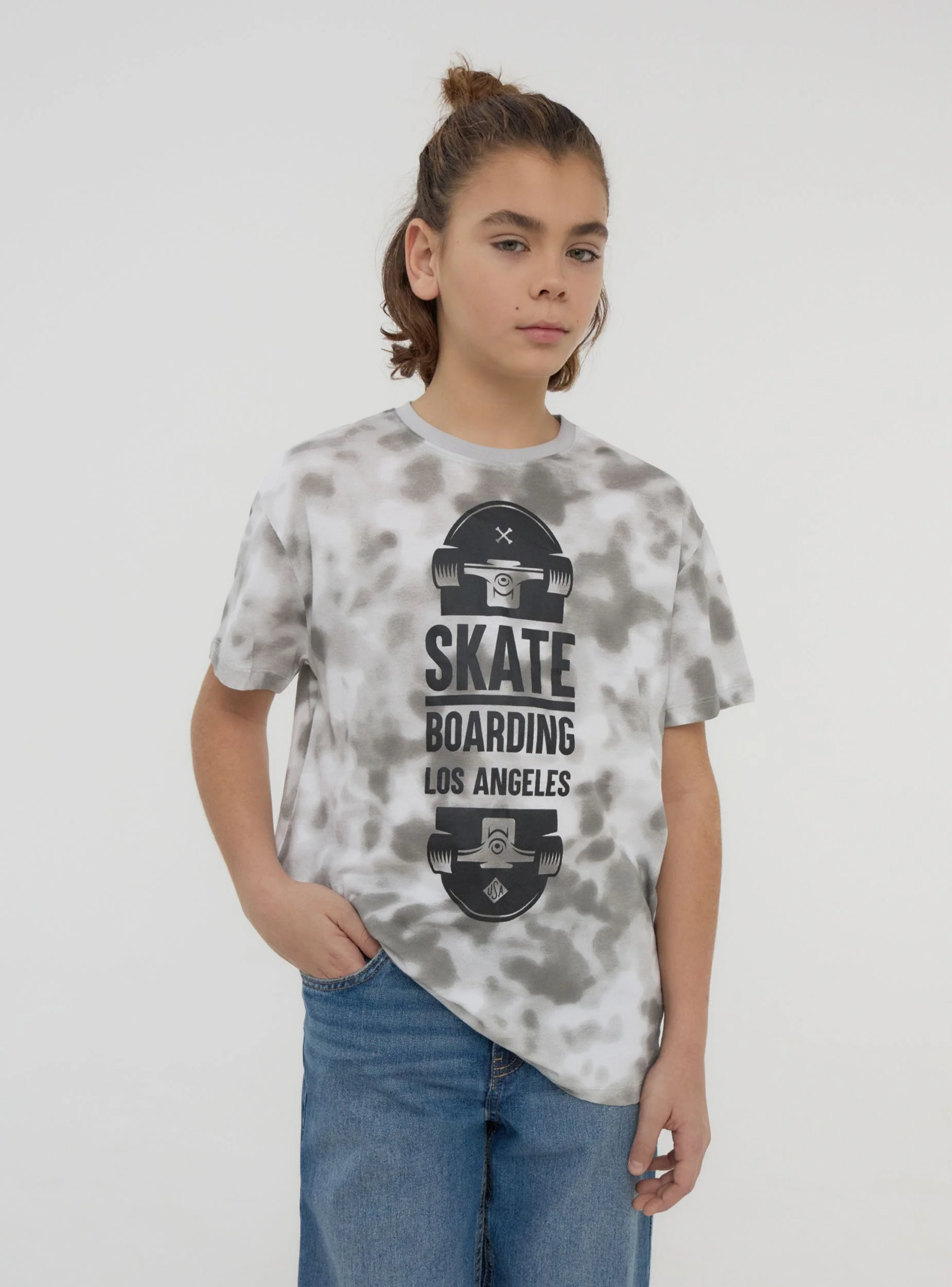 T-shirt tie-dye con stampa skate - Image 3