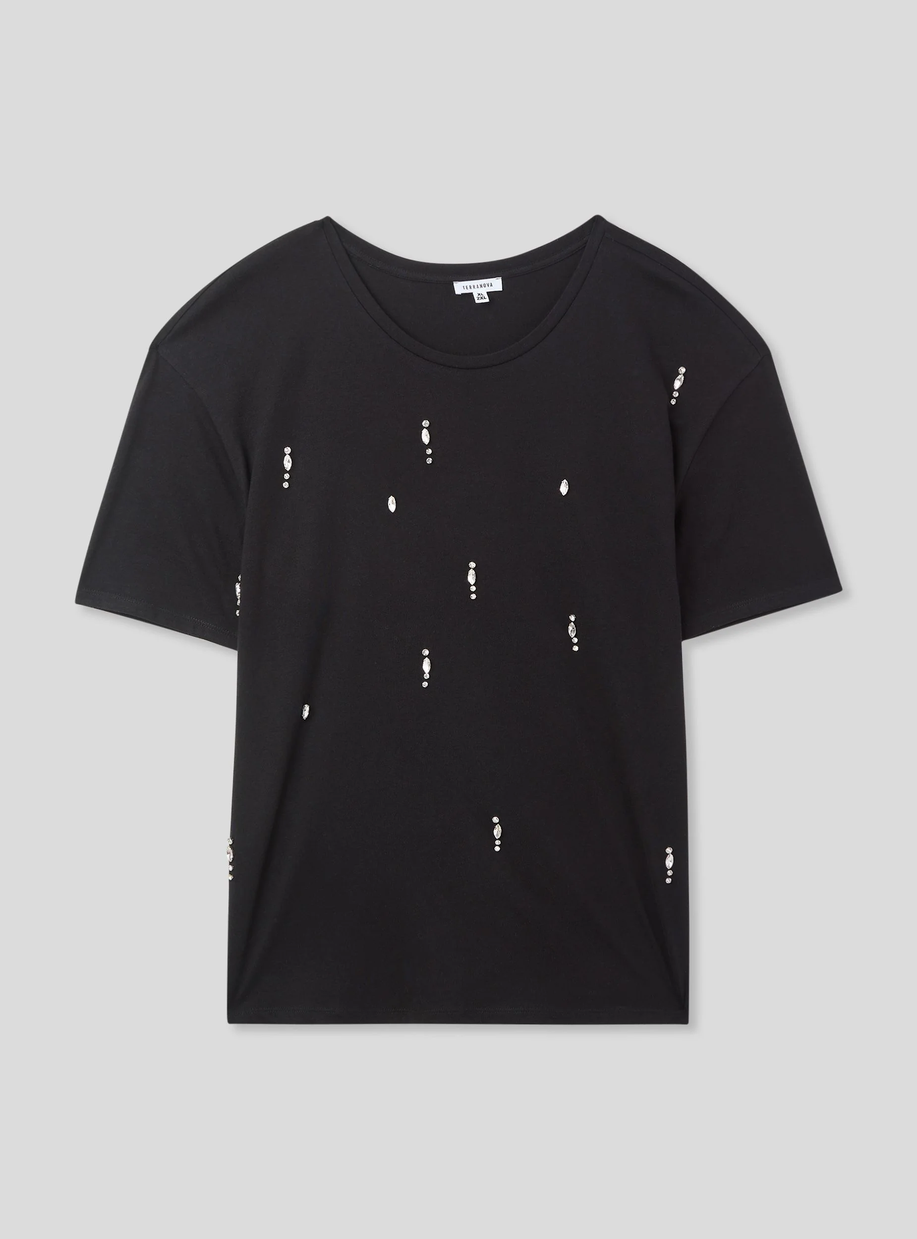T-shirt tinta unita con strass - Image 5