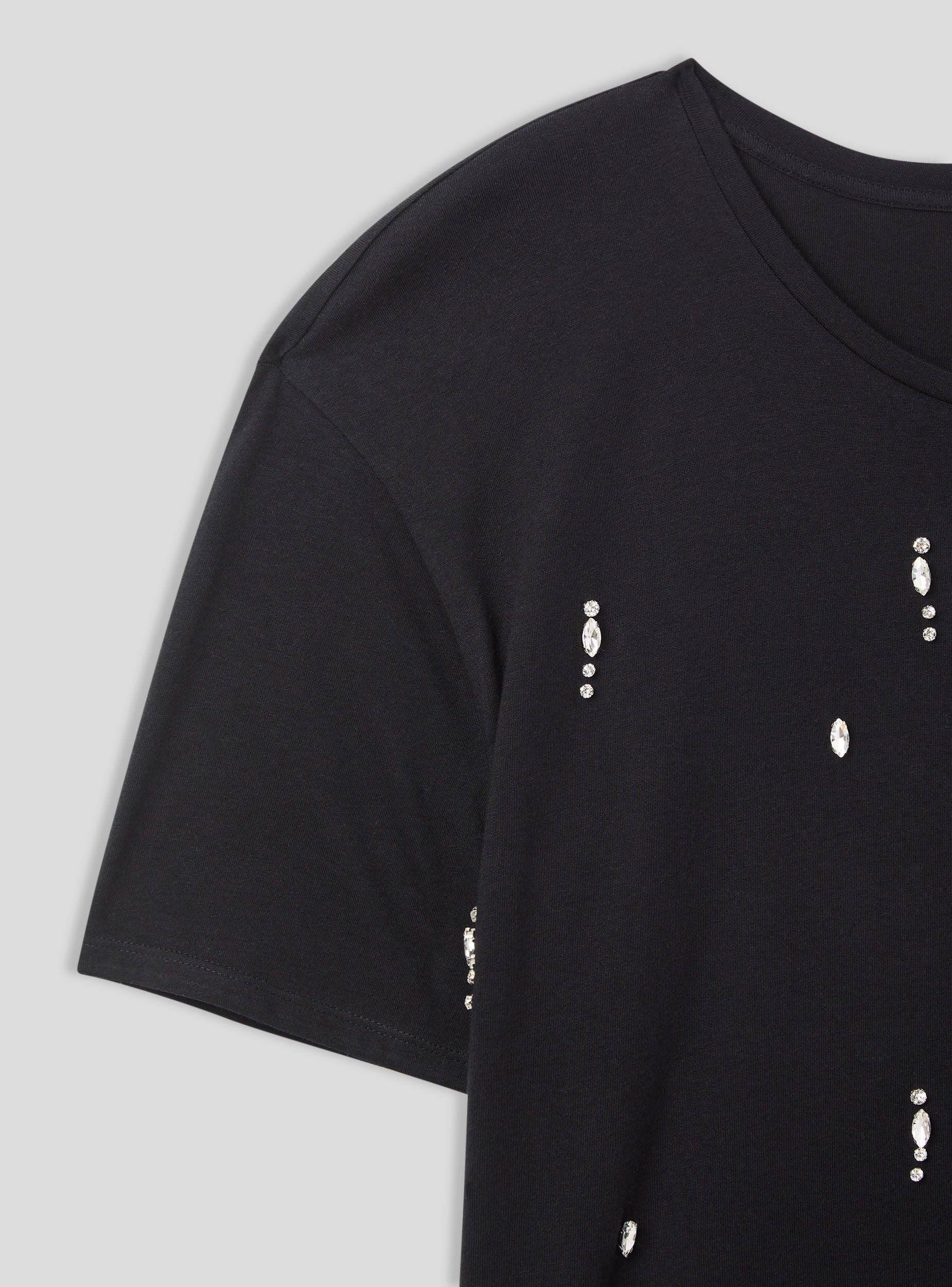 T-shirt tinta unita con strass - Image 6