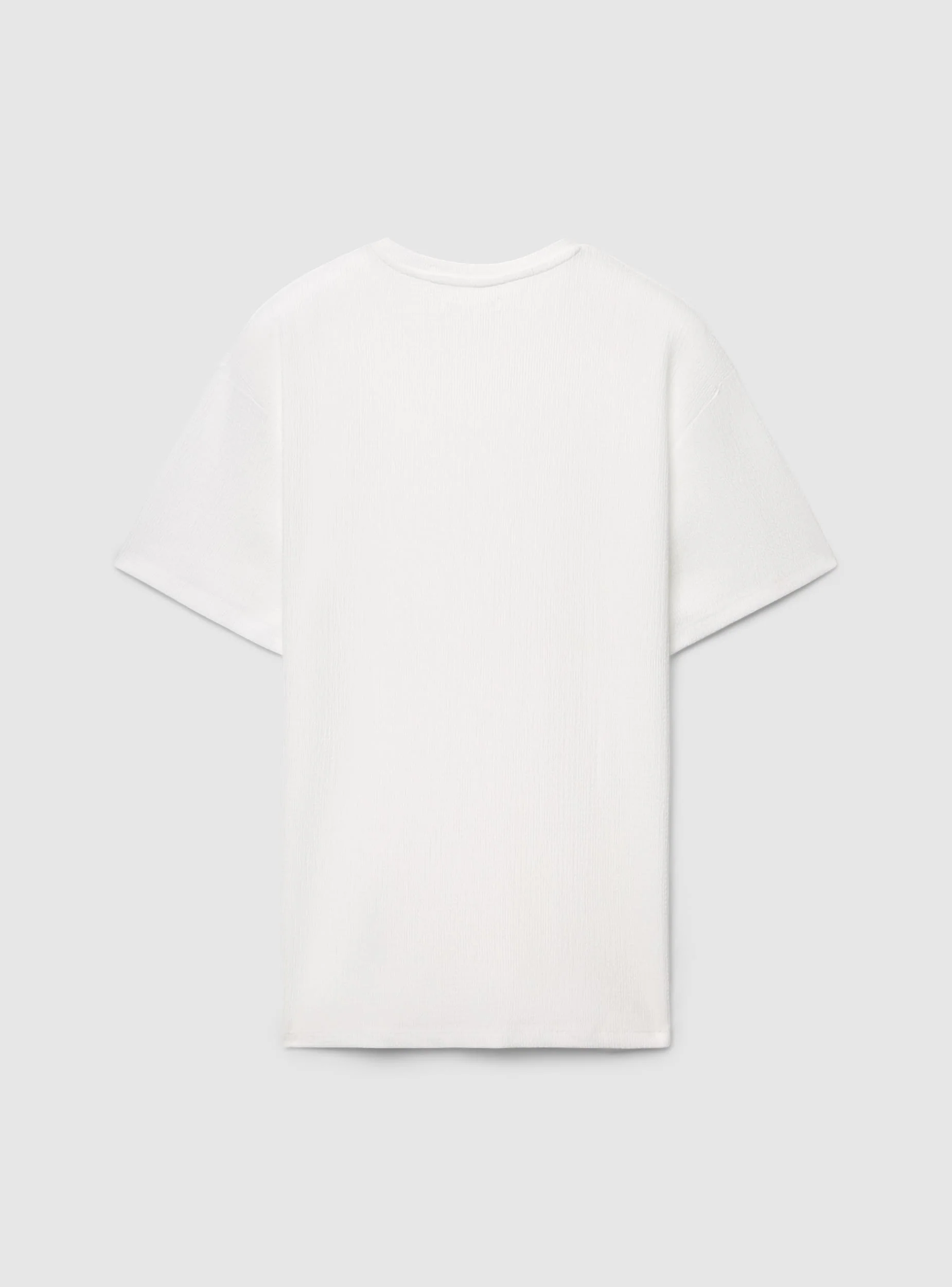 T-shirt tinta unita con tessuto operato - Image 5