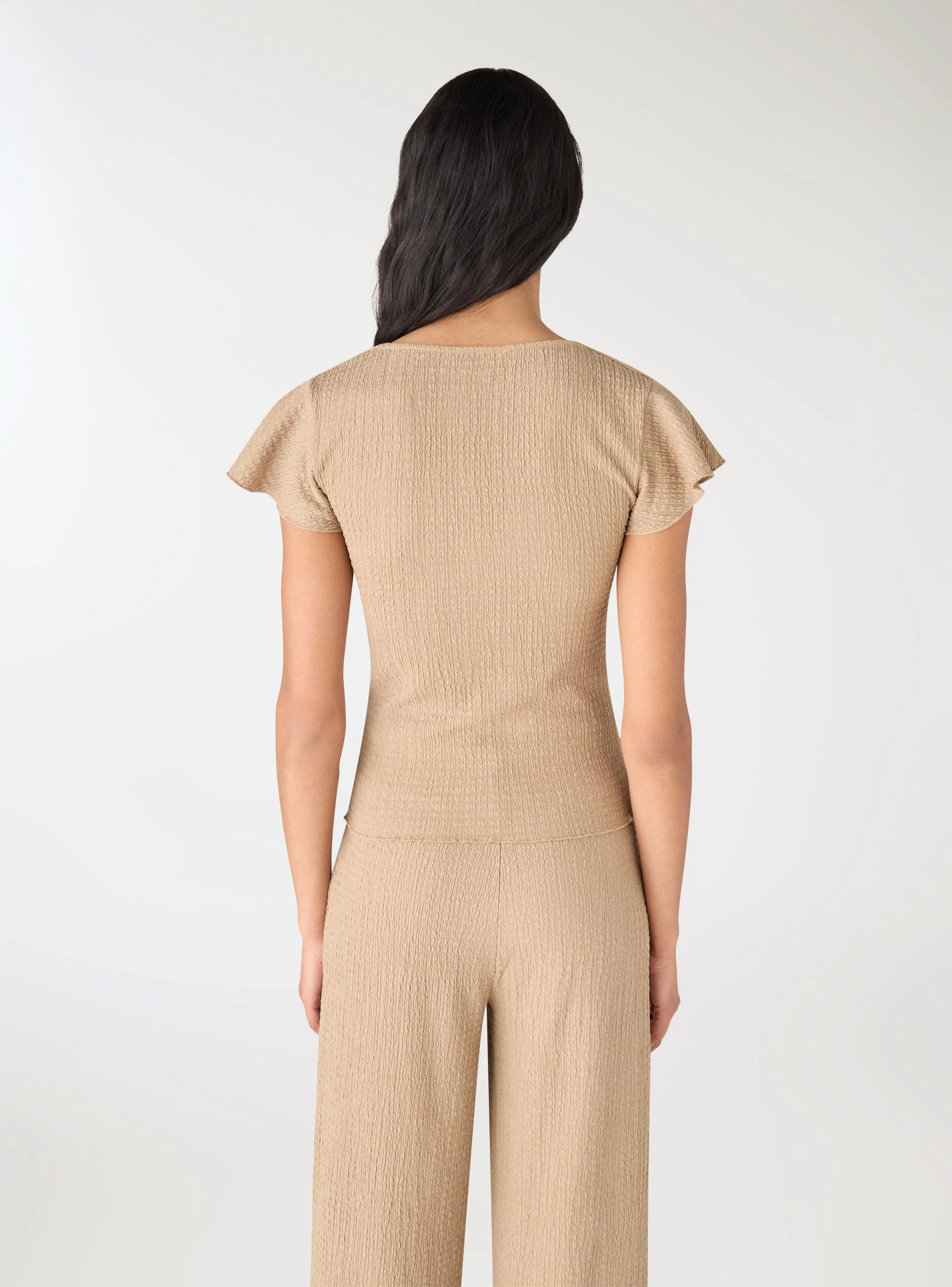T-shirt volant con scollo a v - Image 3