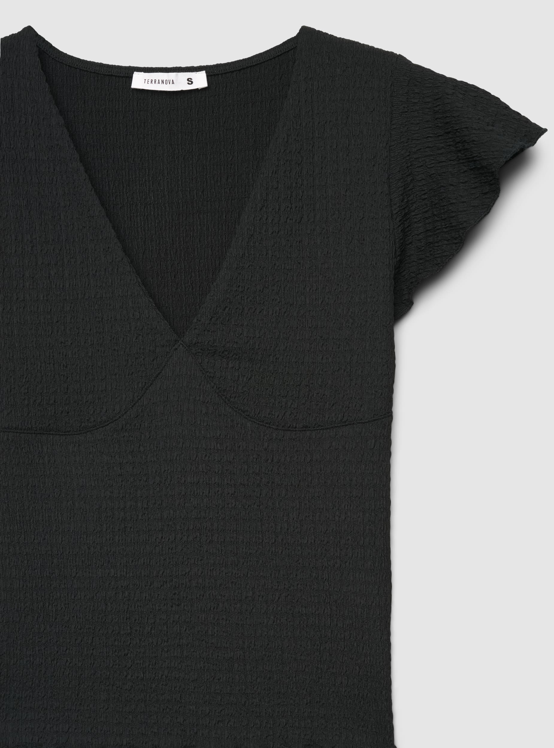 T-shirt volant con scollo a v - Image 5