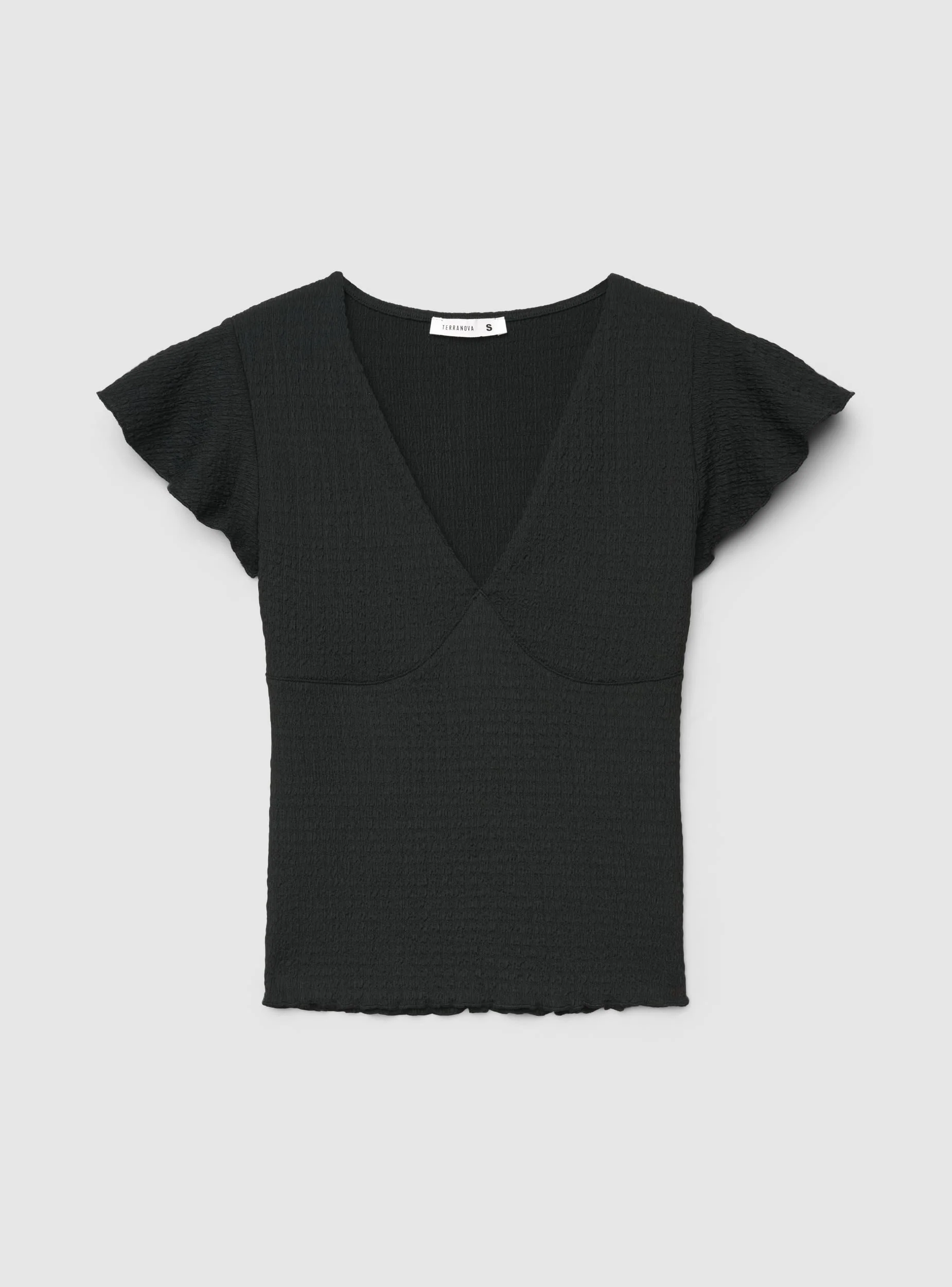 T-shirt volant con scollo a v - Image 6