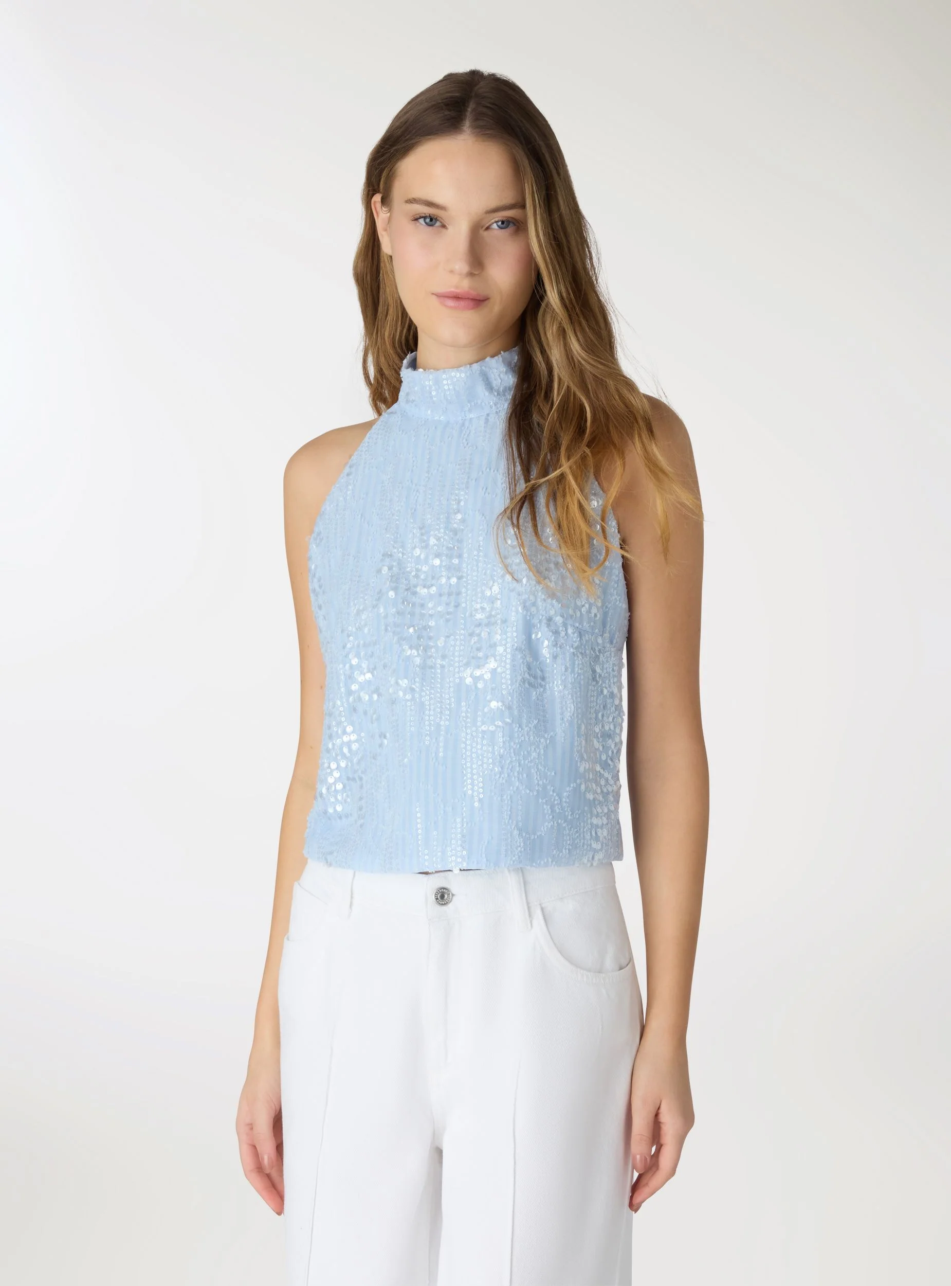 Top all'americana con paillettes