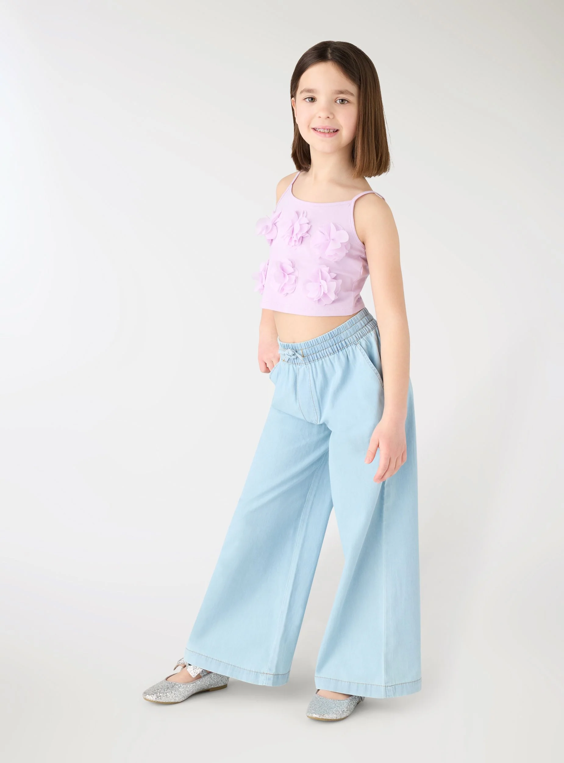 Top con applicazioni floreali tulle - Image 3
