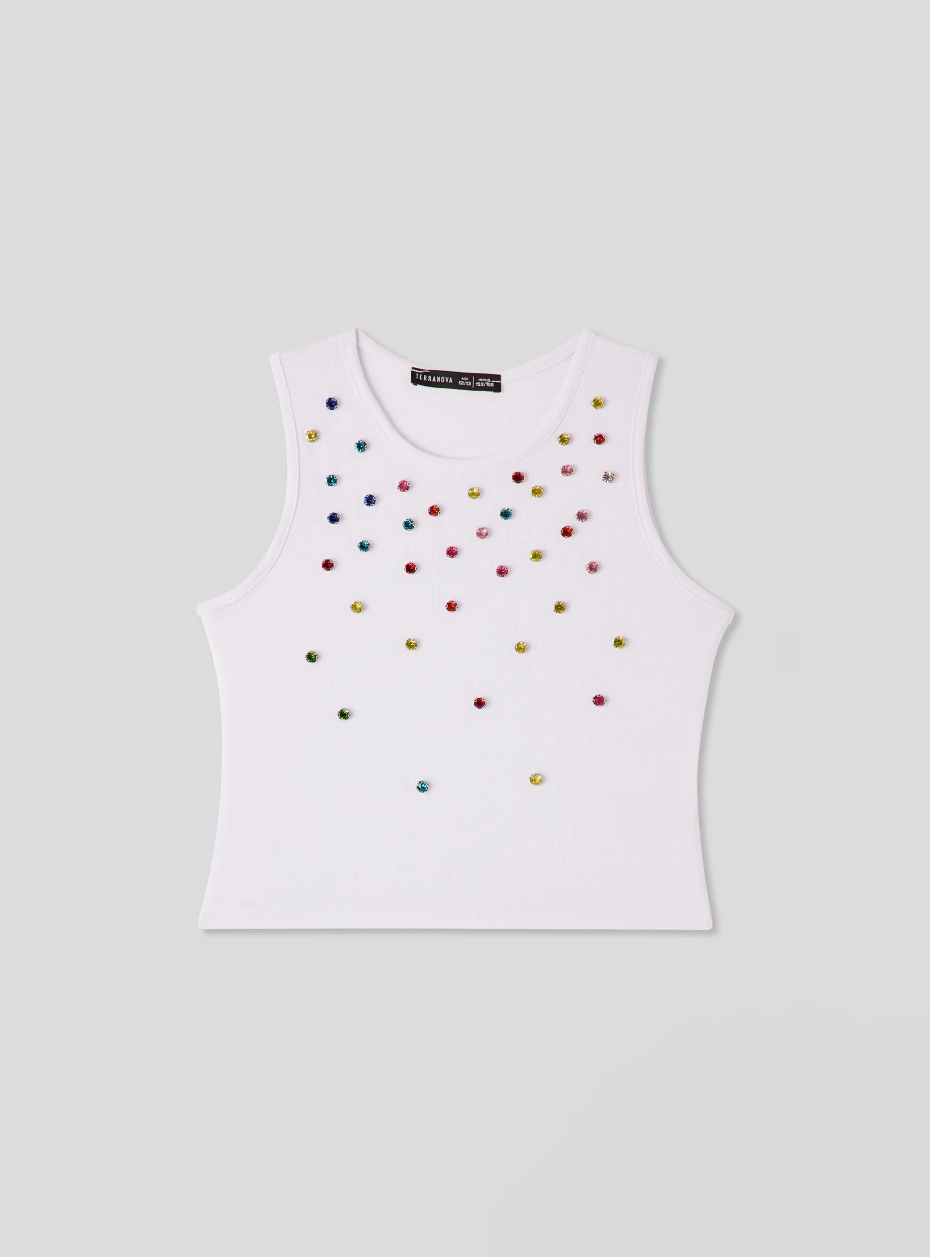 Top con applicazioni gioiello multicolor - Image 5