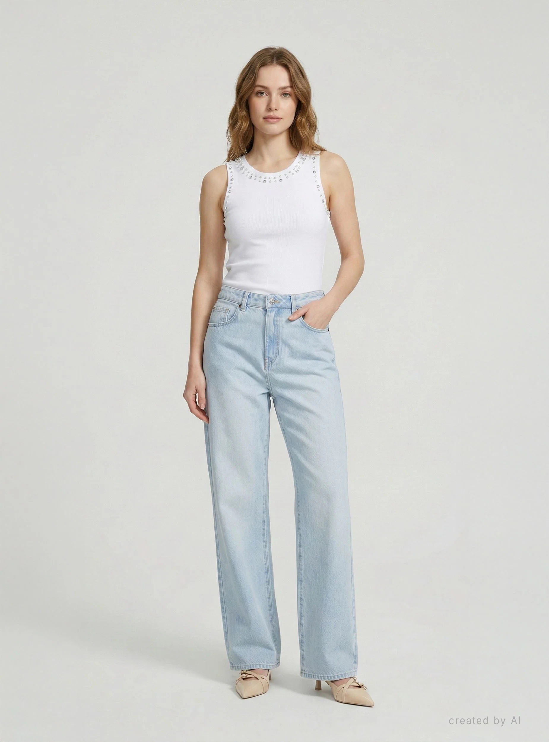 Top con applicazioni perle e strass - Image 3