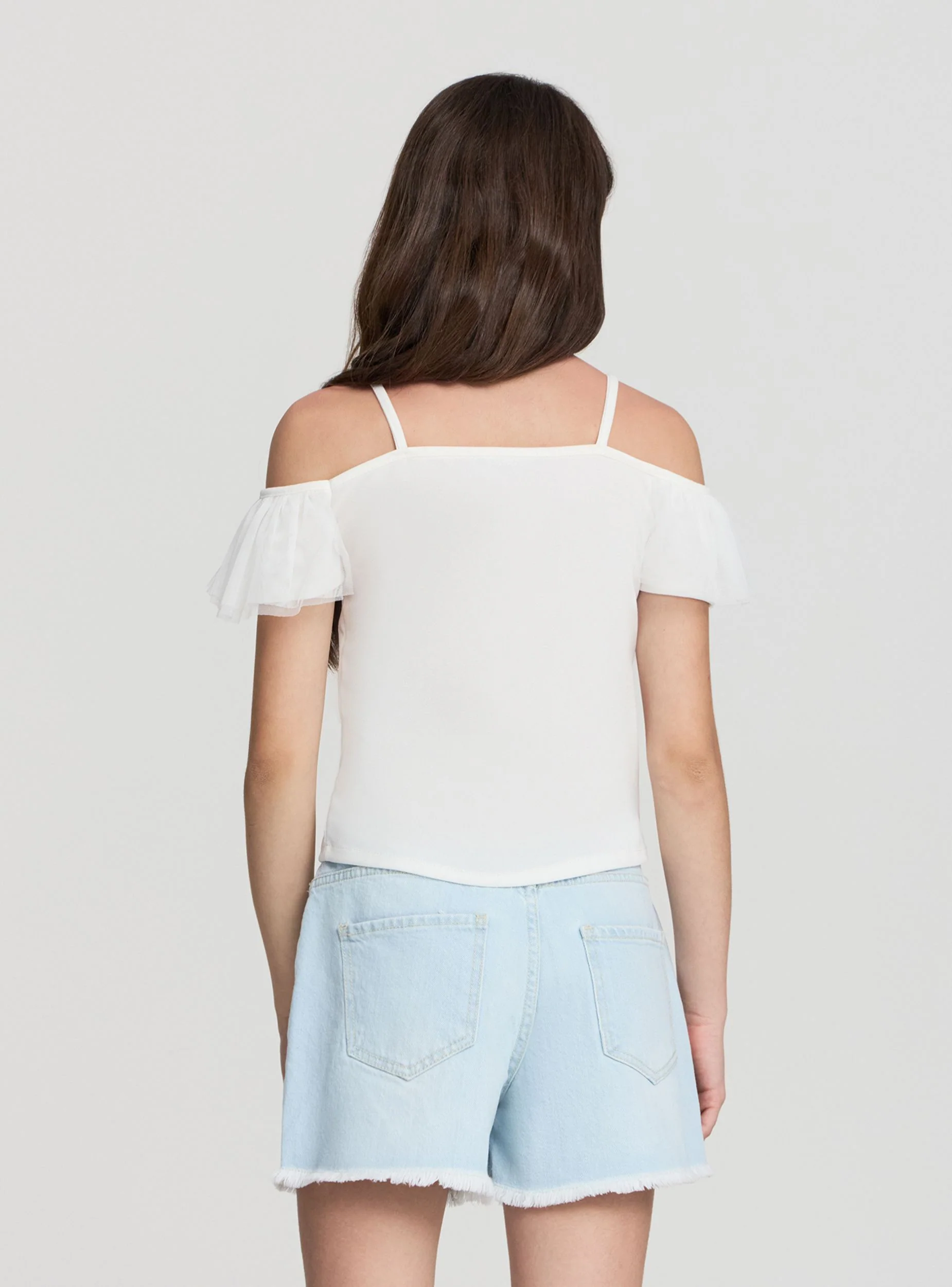 Top con balza in tulle - Image 2