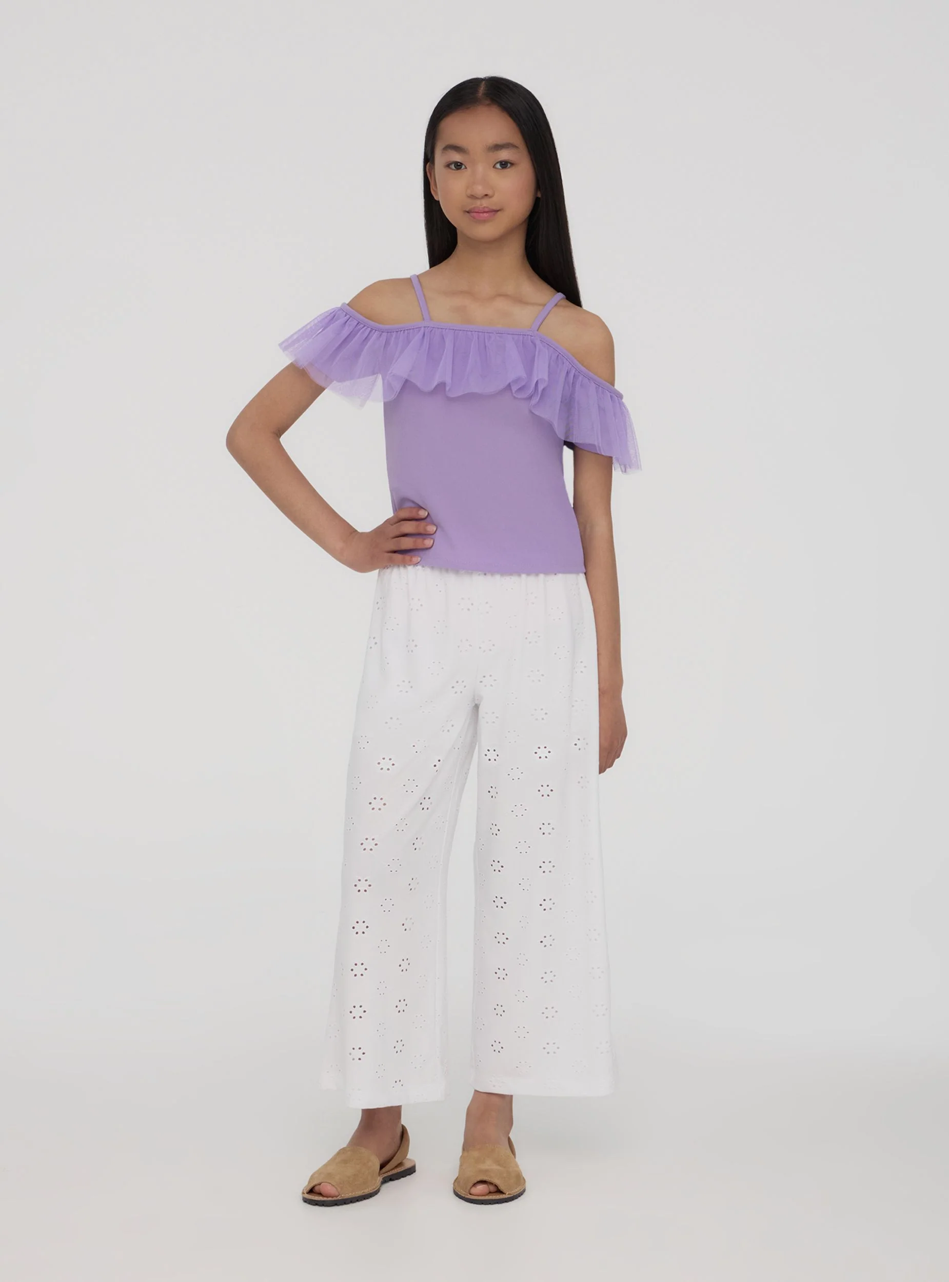 Top con balza in tulle