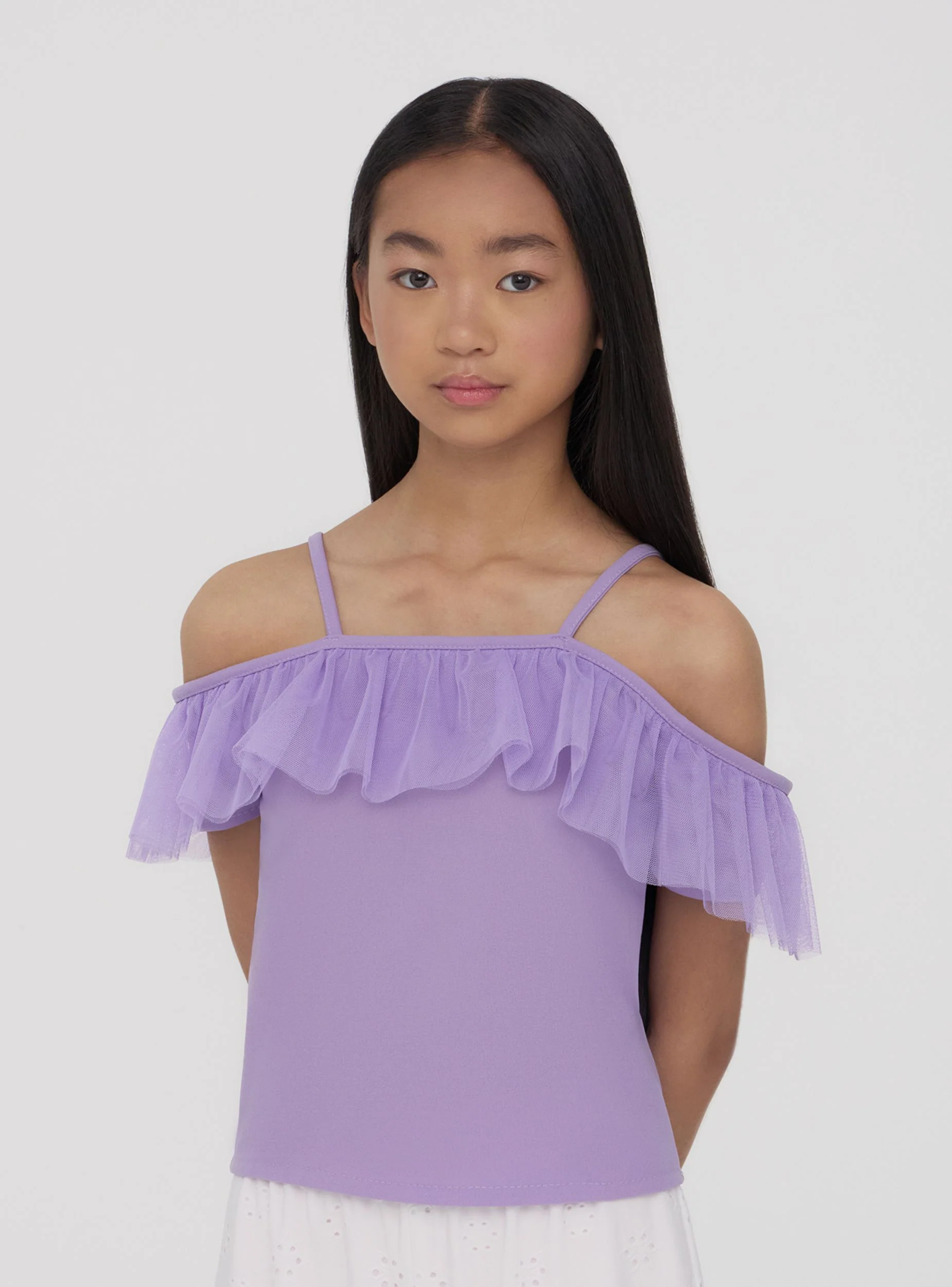 Top con balza in tulle - Image 2