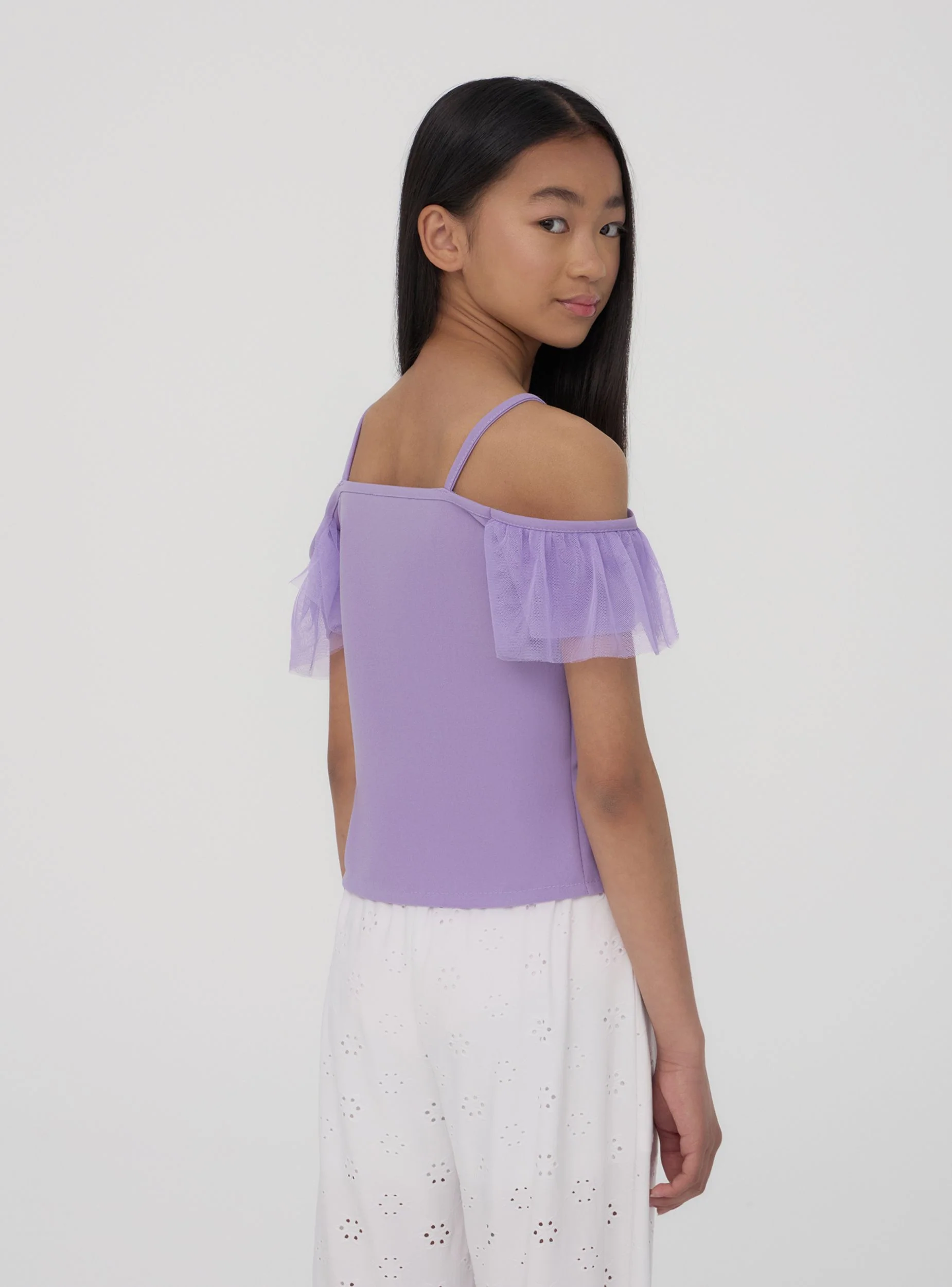 Top con balza in tulle - Image 3