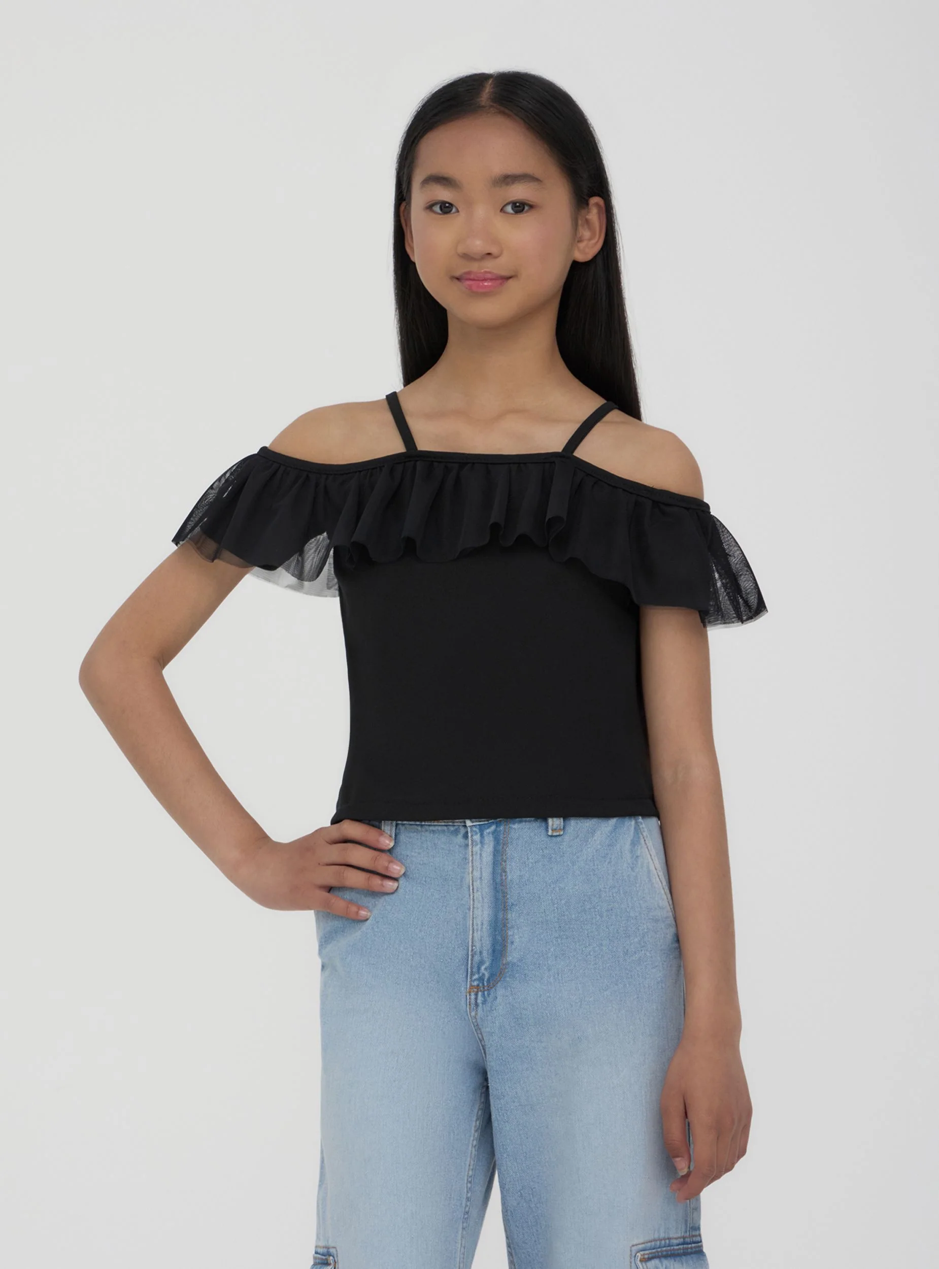 Top con balza in tulle - Image 3