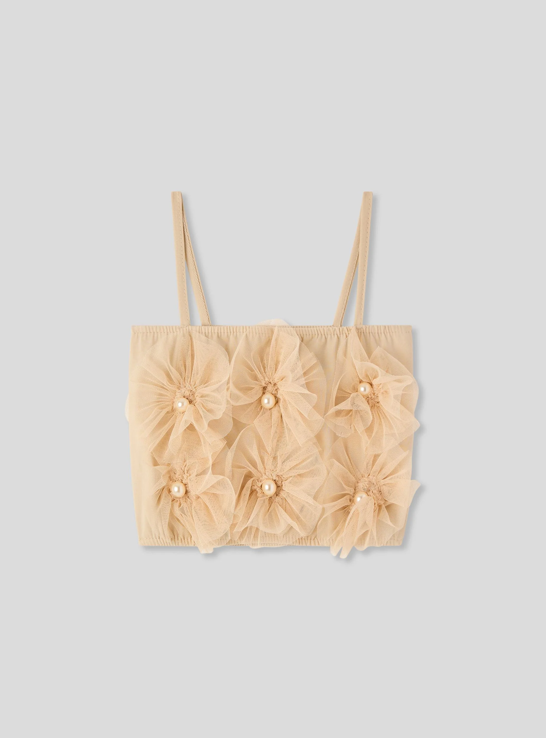 Top con decorazioni floreali in tulle - Image 2