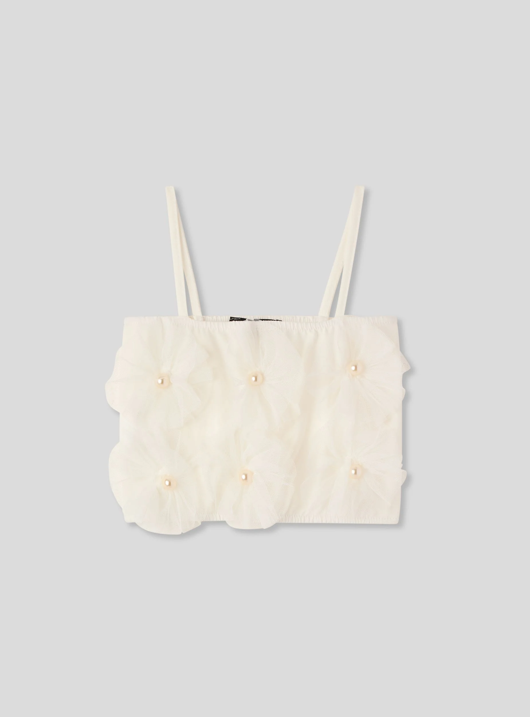 Top con decorazioni floreali in tulle - Image 2