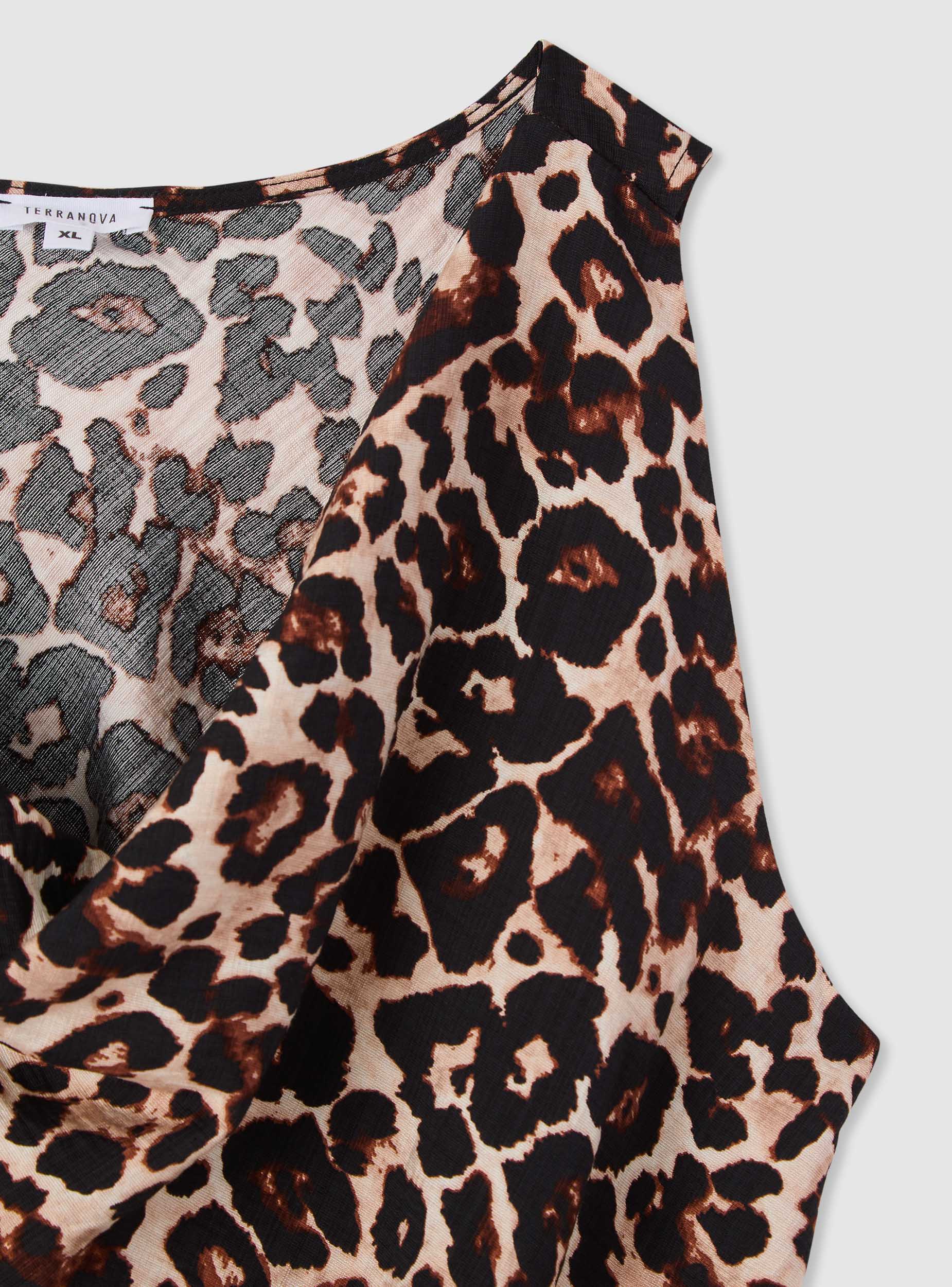 Top con scollo drappeggiato animalier - Image 5