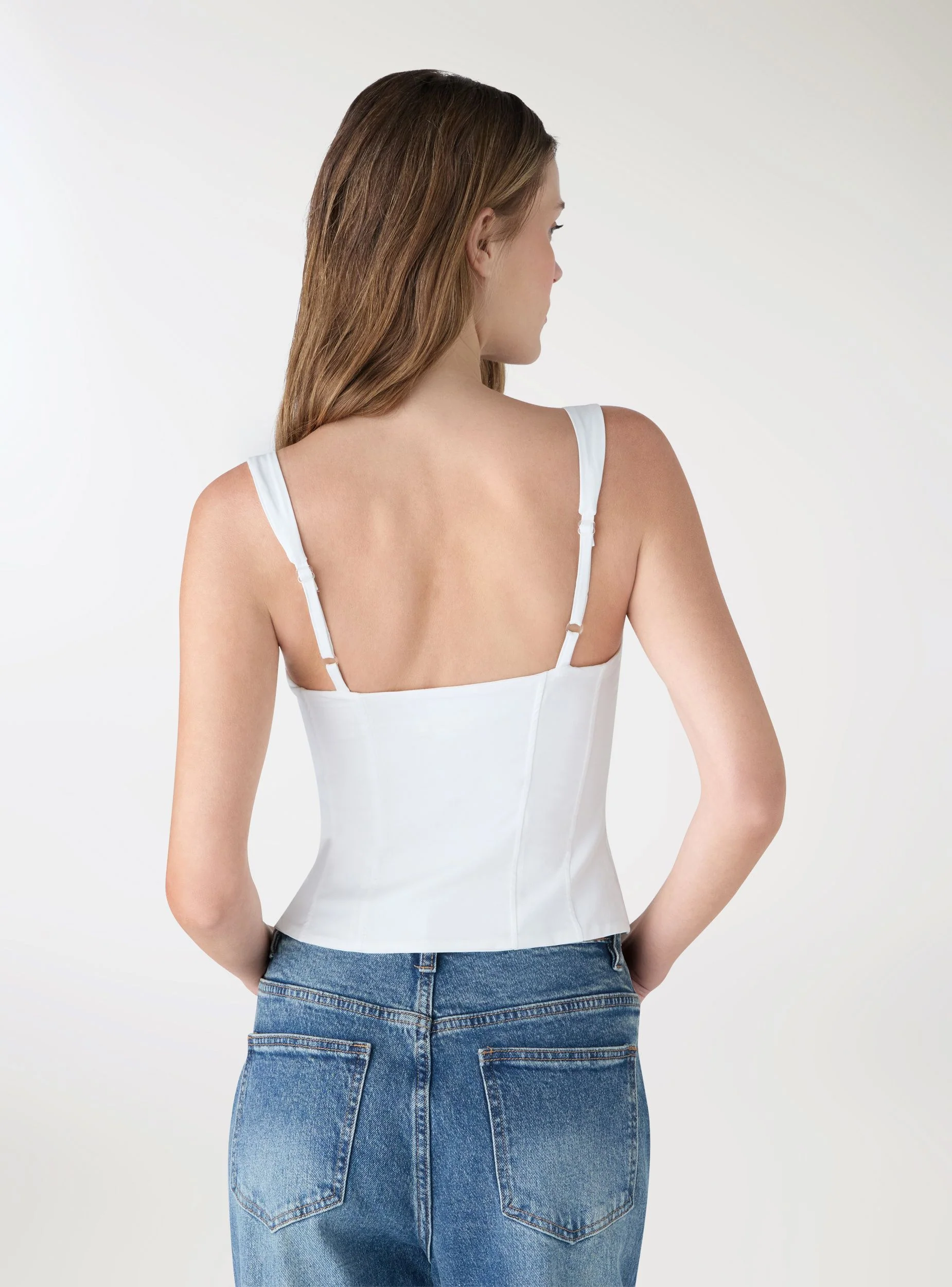 Top corsetto a tinta unita con ganci - Image 3