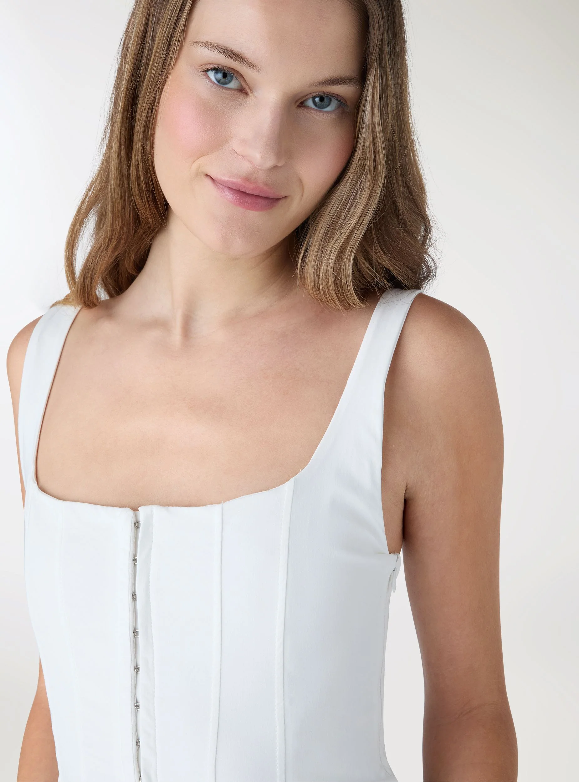Top corsetto a tinta unita con ganci - Image 4