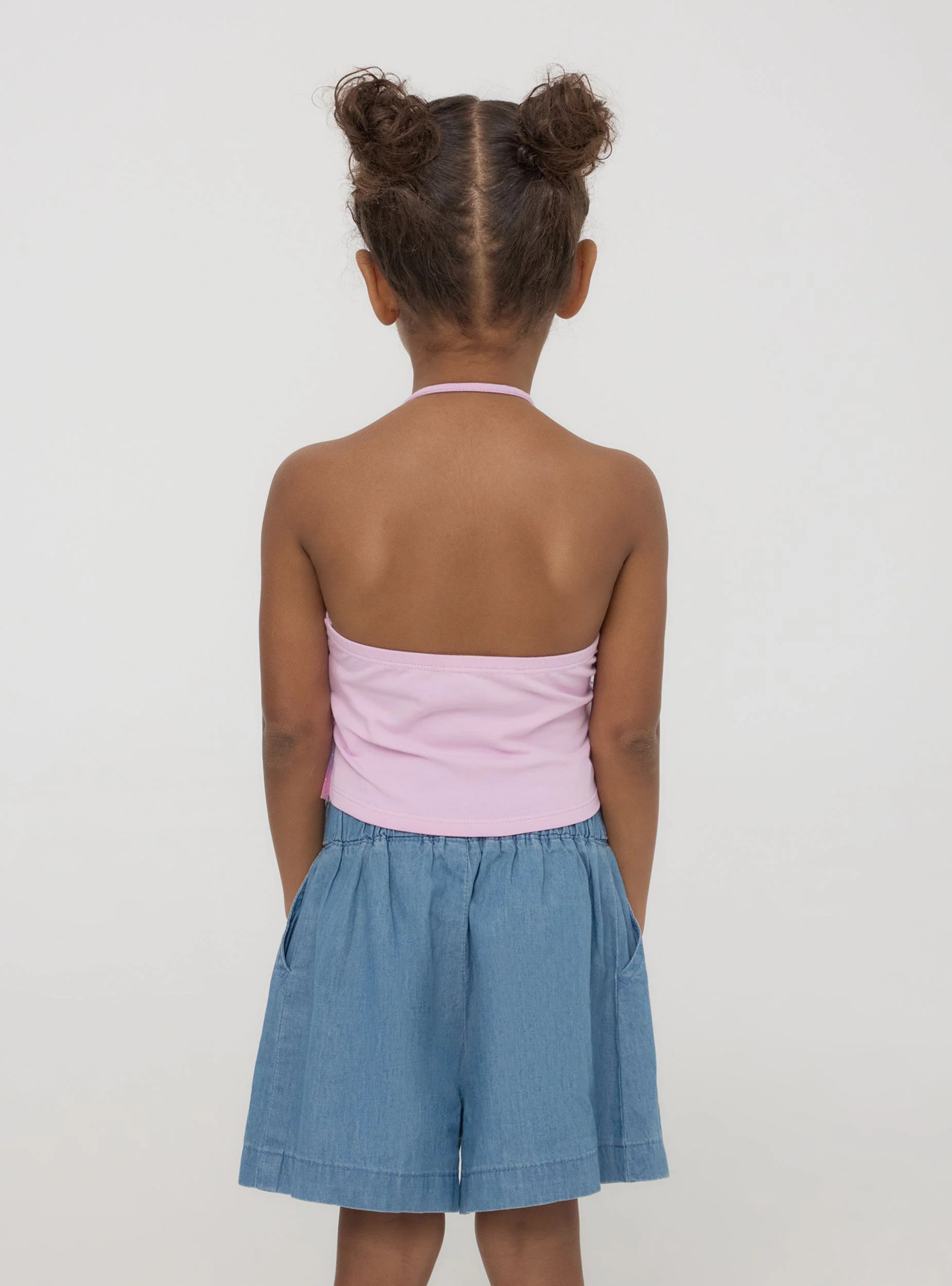 Top crop con balze in tulle multicolor - Image 2