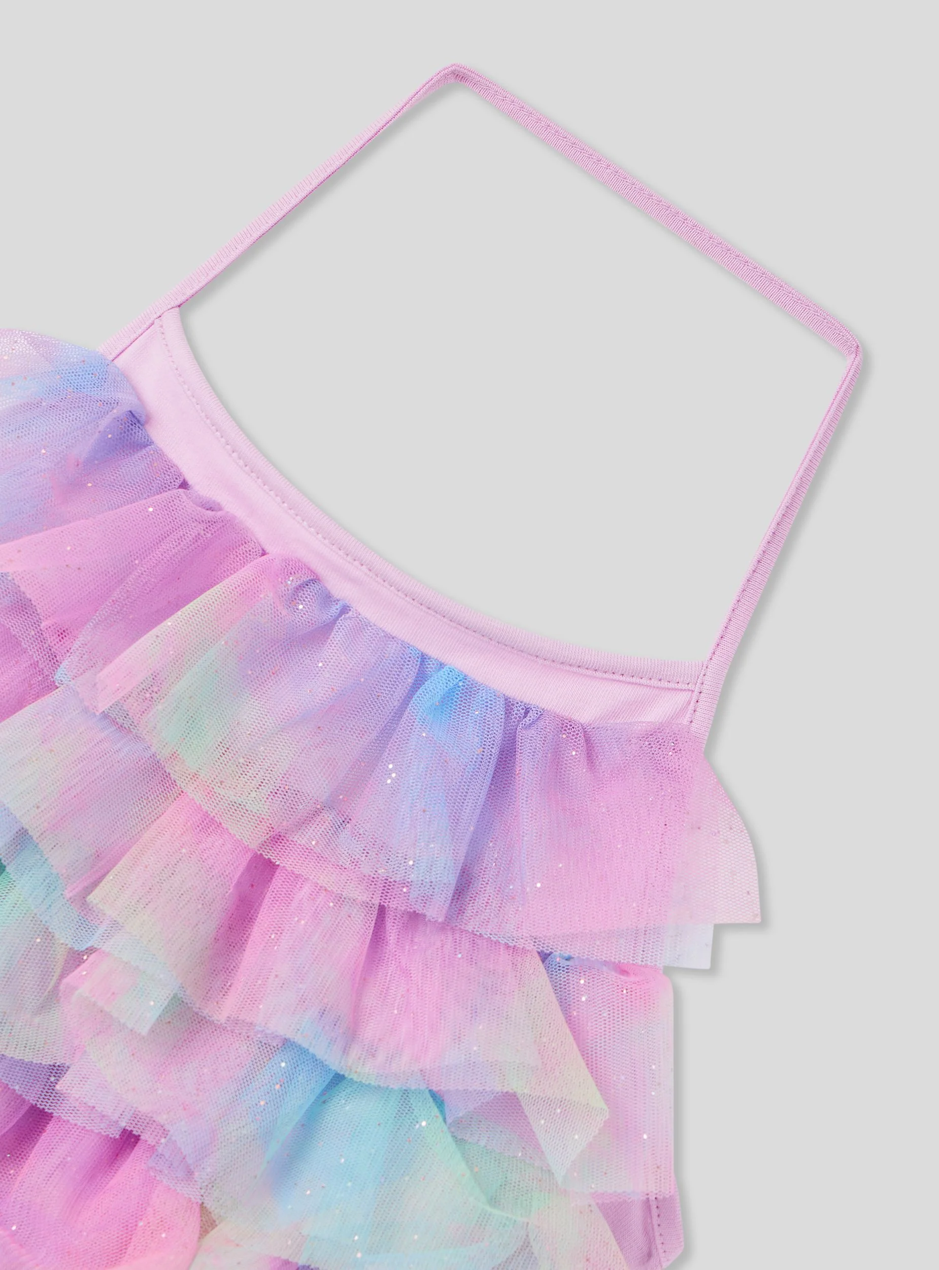 Top crop con balze in tulle multicolor - Image 4