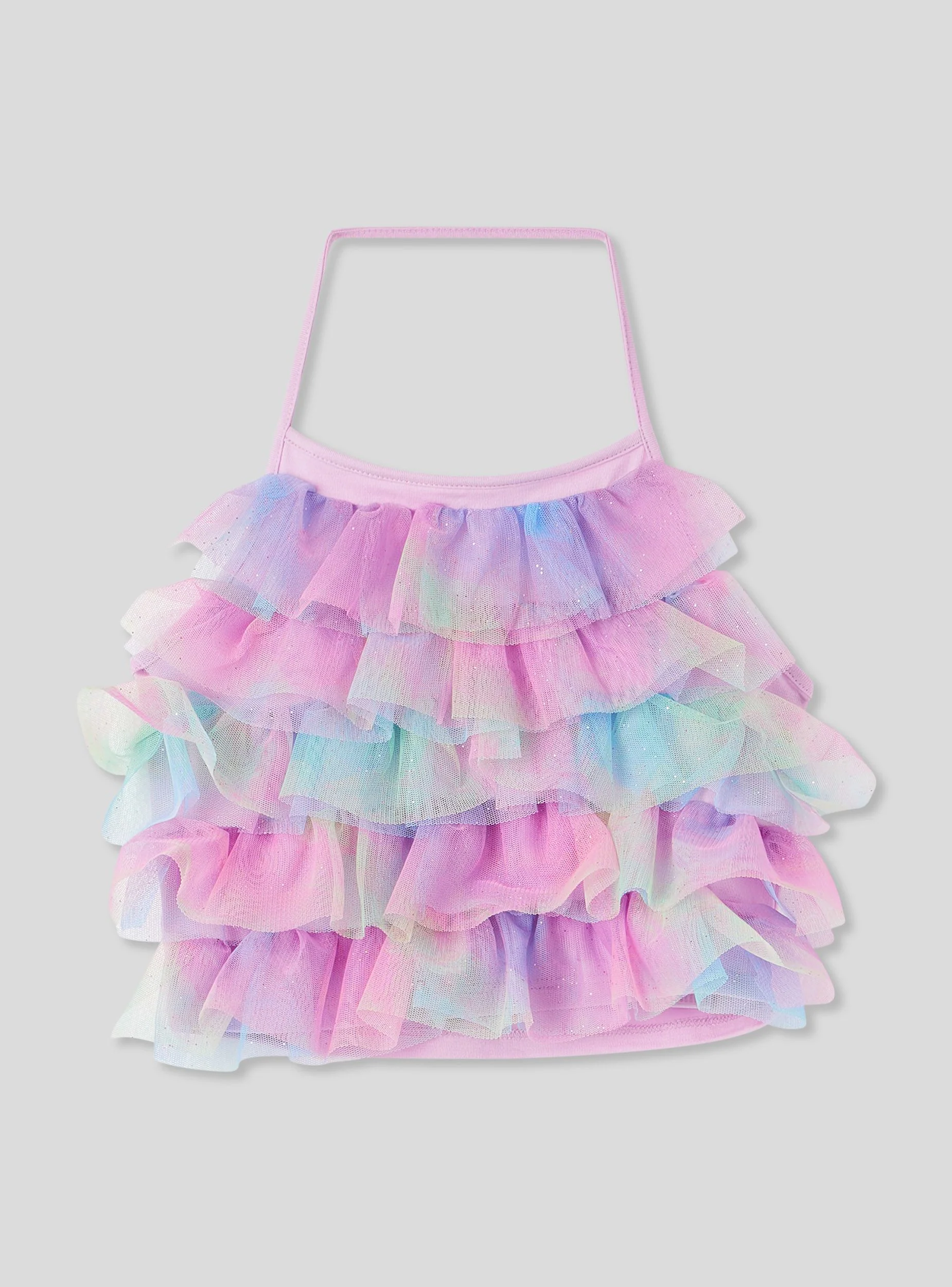 Top crop con balze in tulle multicolor - Image 5