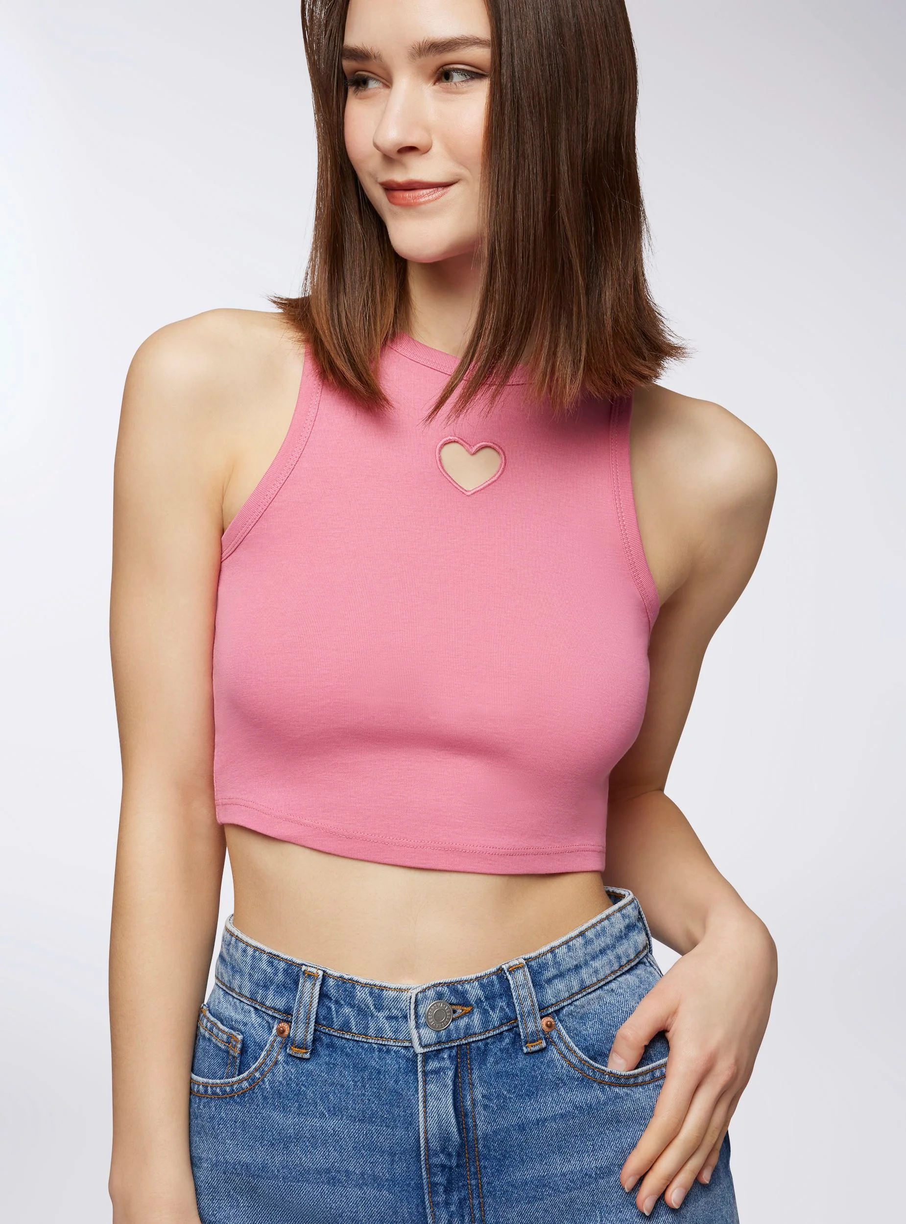 Top crop con scollo americano e ricamo cut-out - Image 4