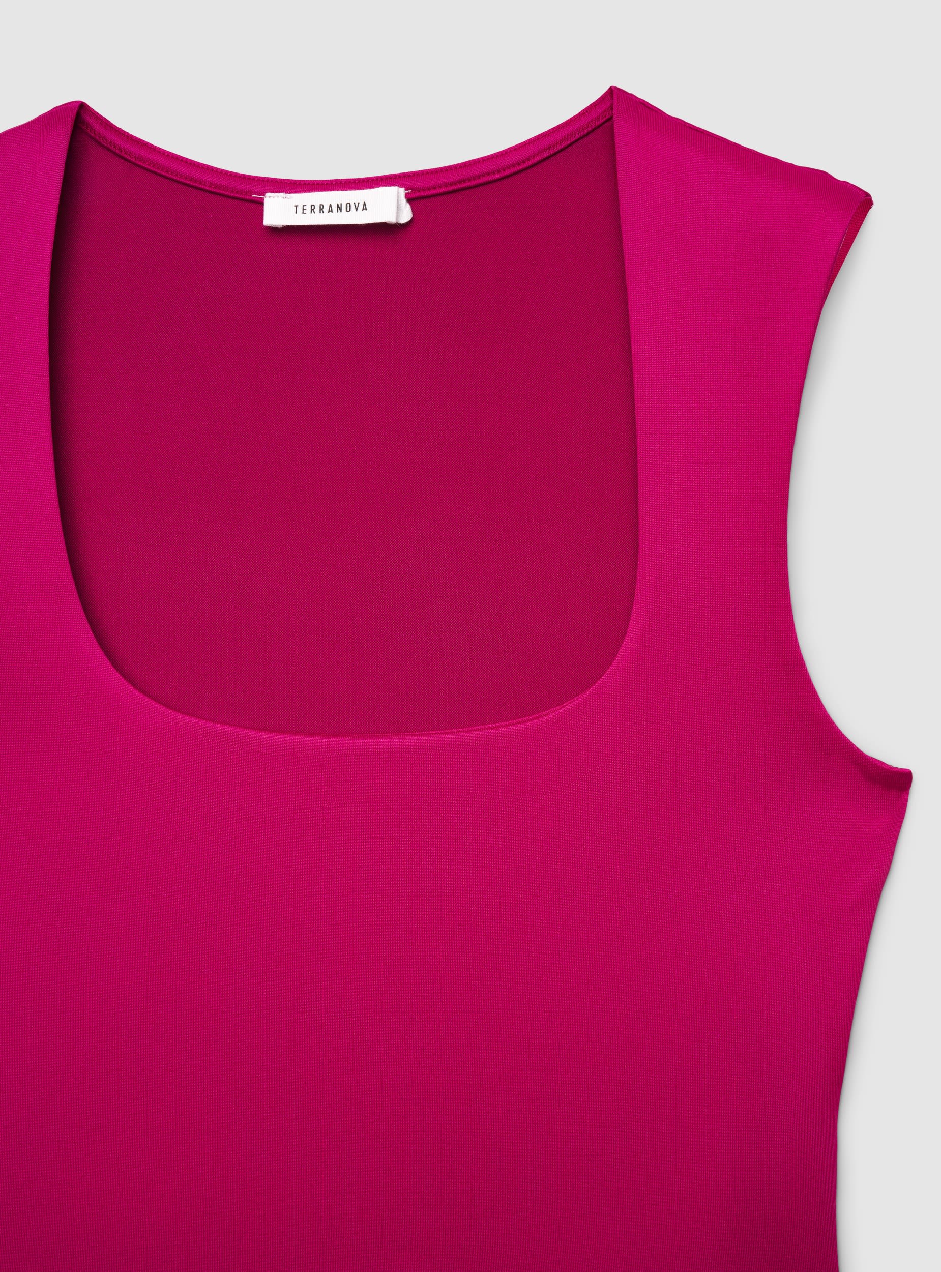 Top crop con scollo squadrato tinta unita - Image 5