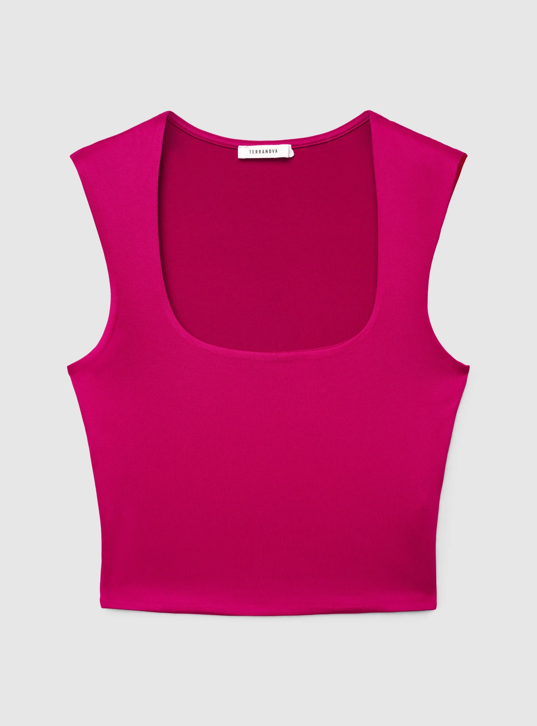 Top crop con scollo squadrato tinta unita - Image 6