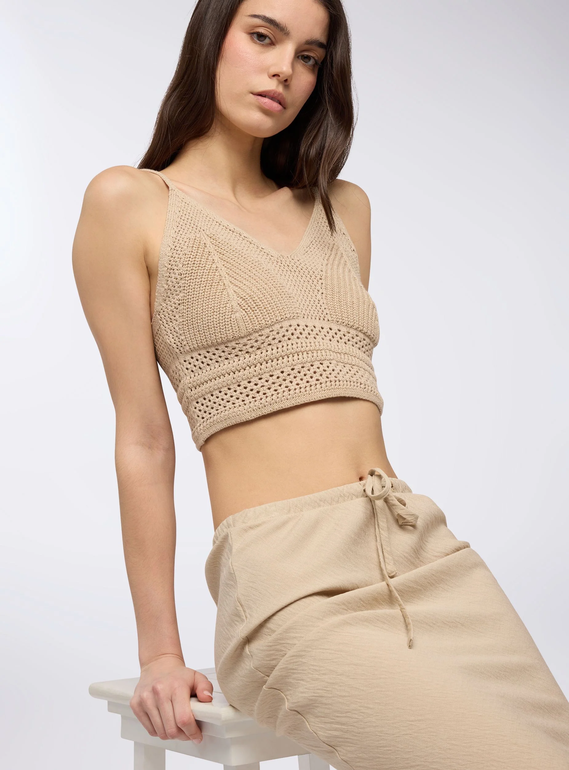 Top crop crochet effetto luccicante - Image 3
