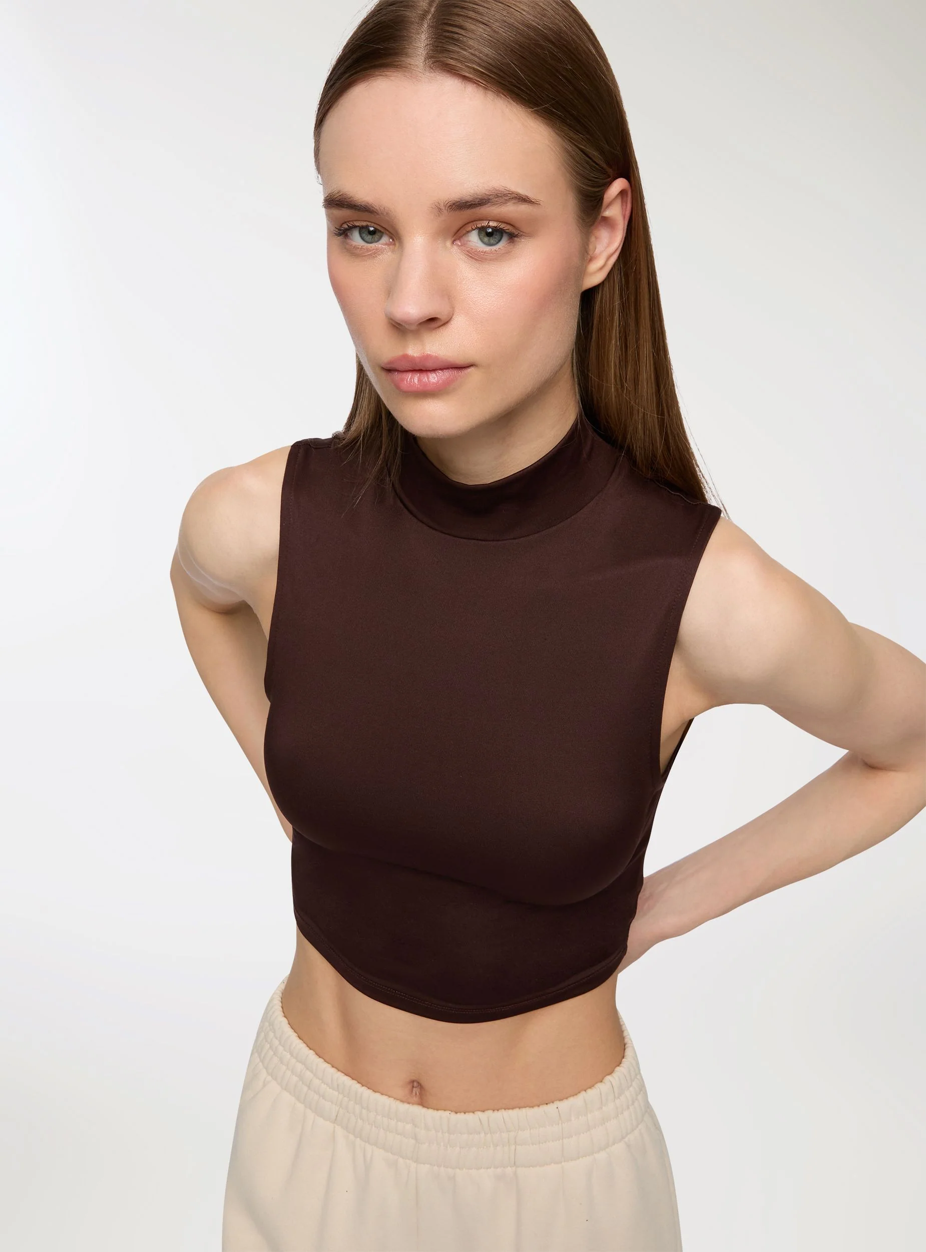 Top crop lupetto elasticizzato