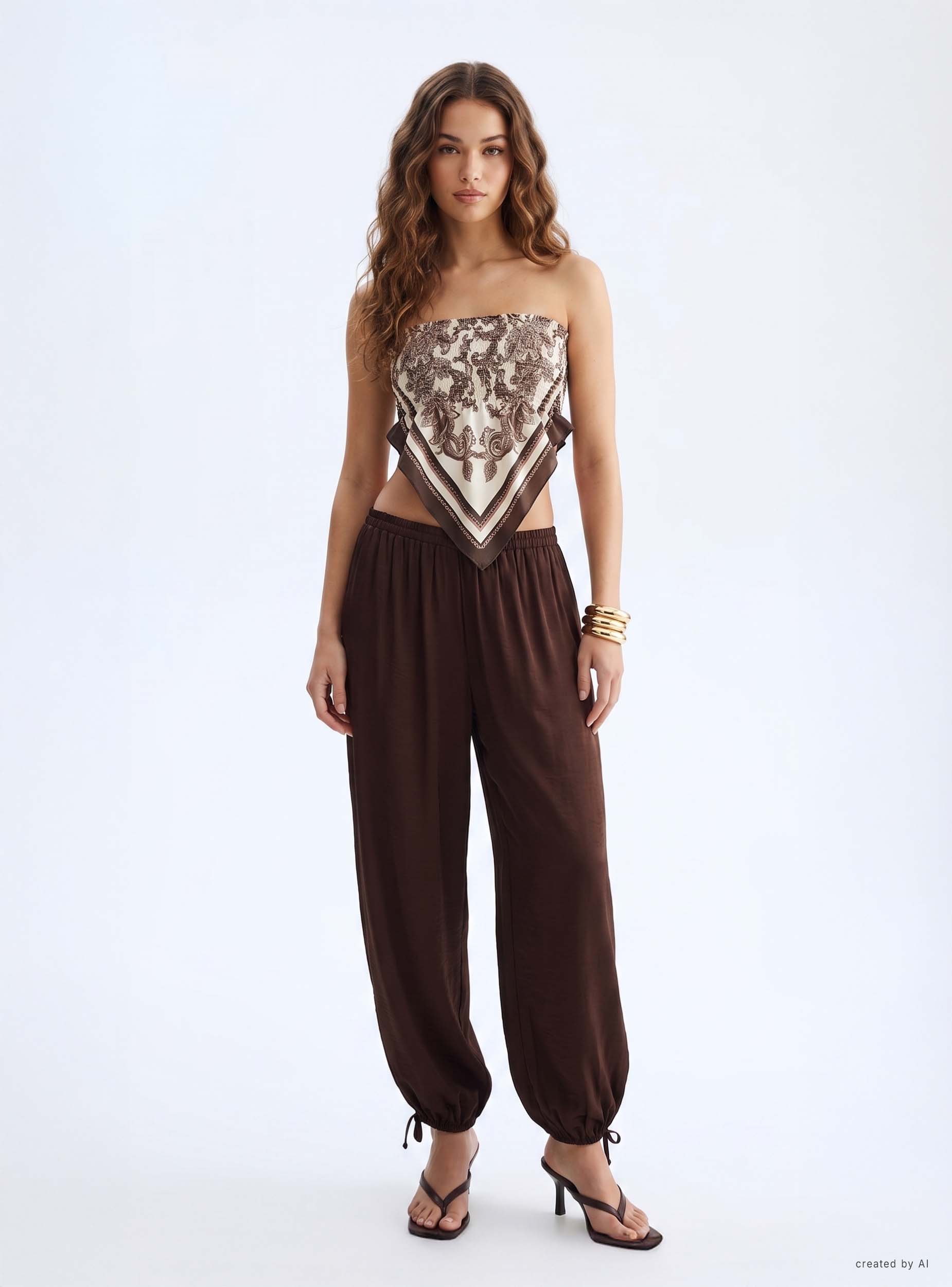 Top fascia foulard con fantasia cachemire
