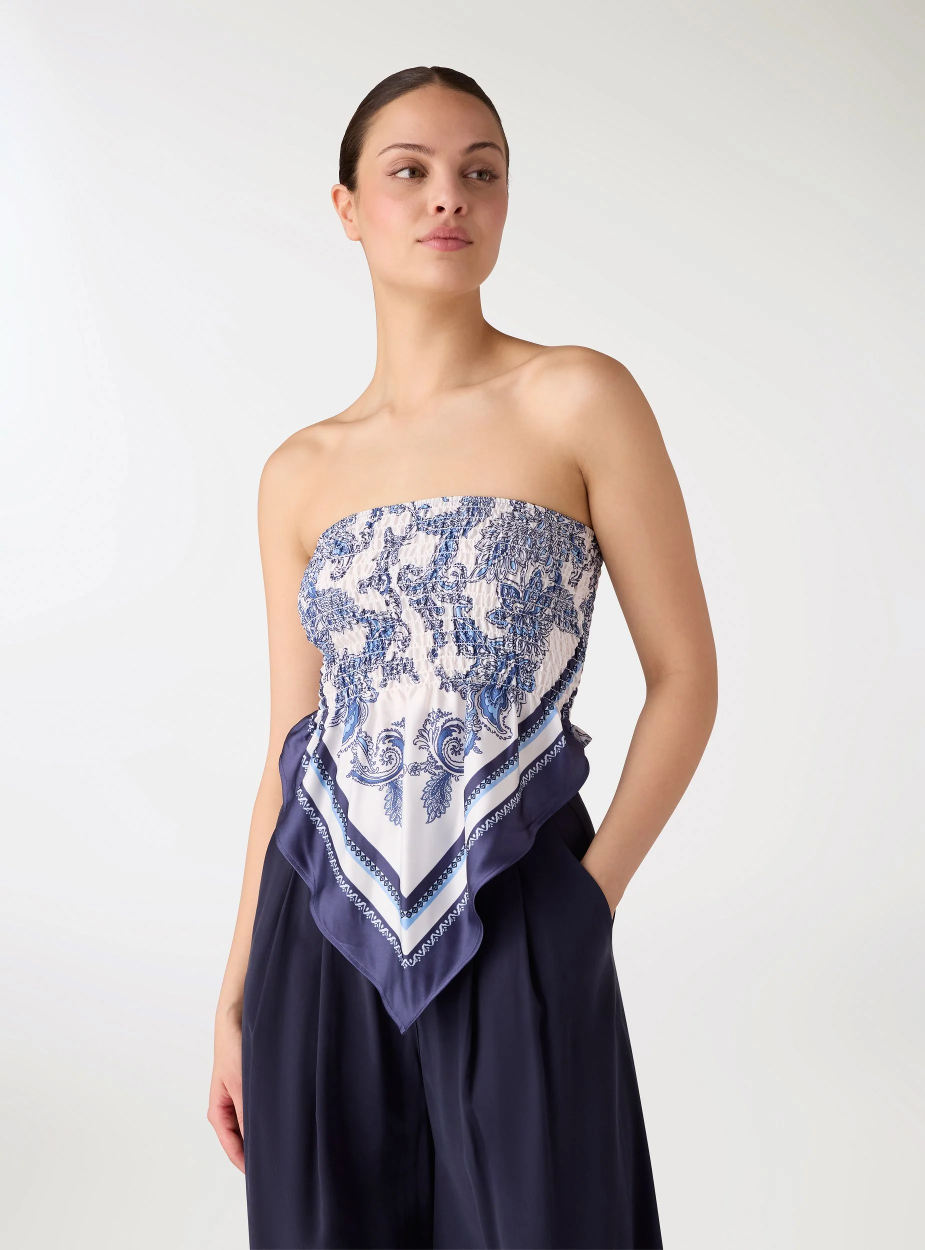 Top fascia foulard con fantasia cachemire