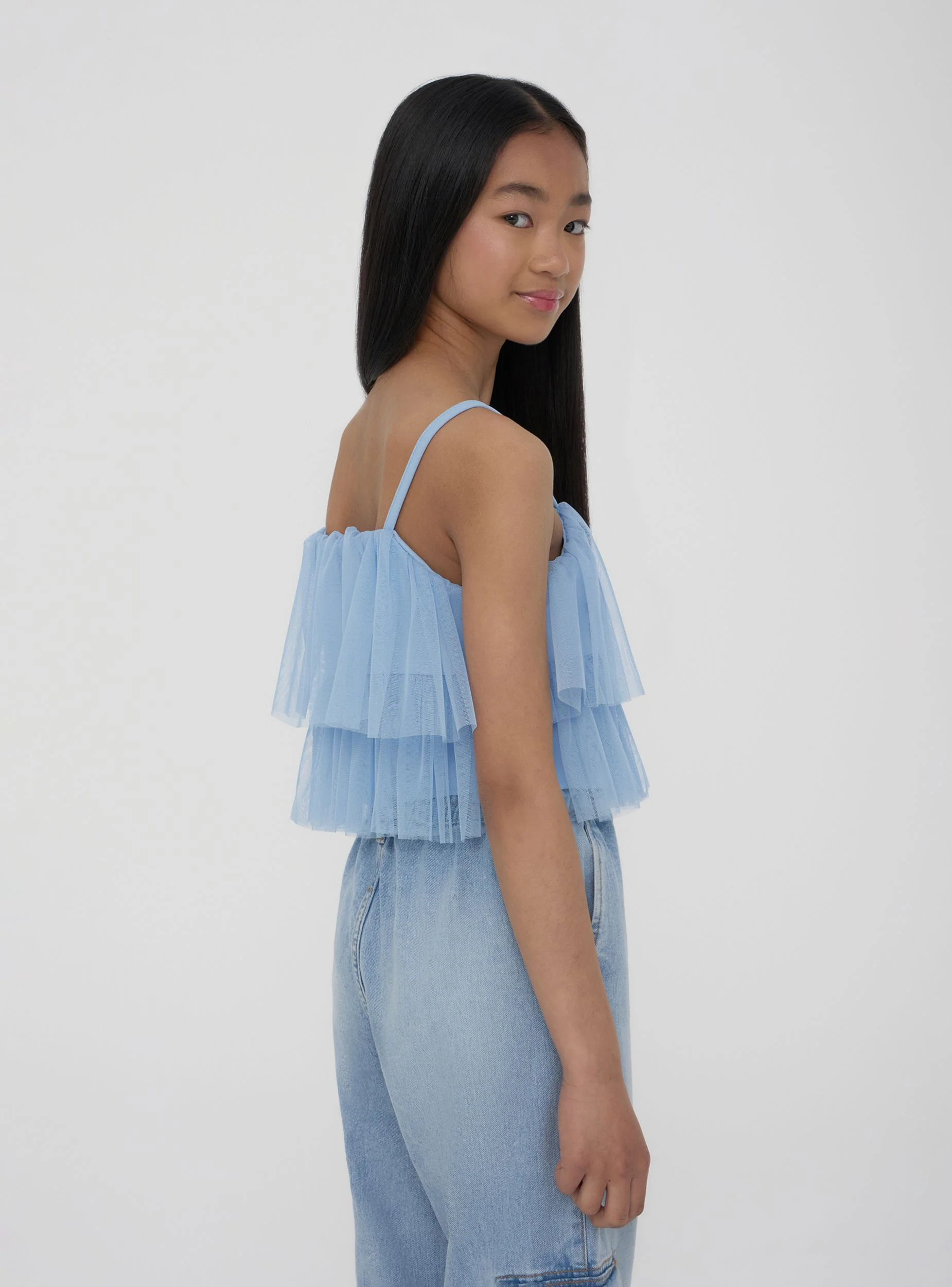Top in tulle con volant e farfalle - Image 3