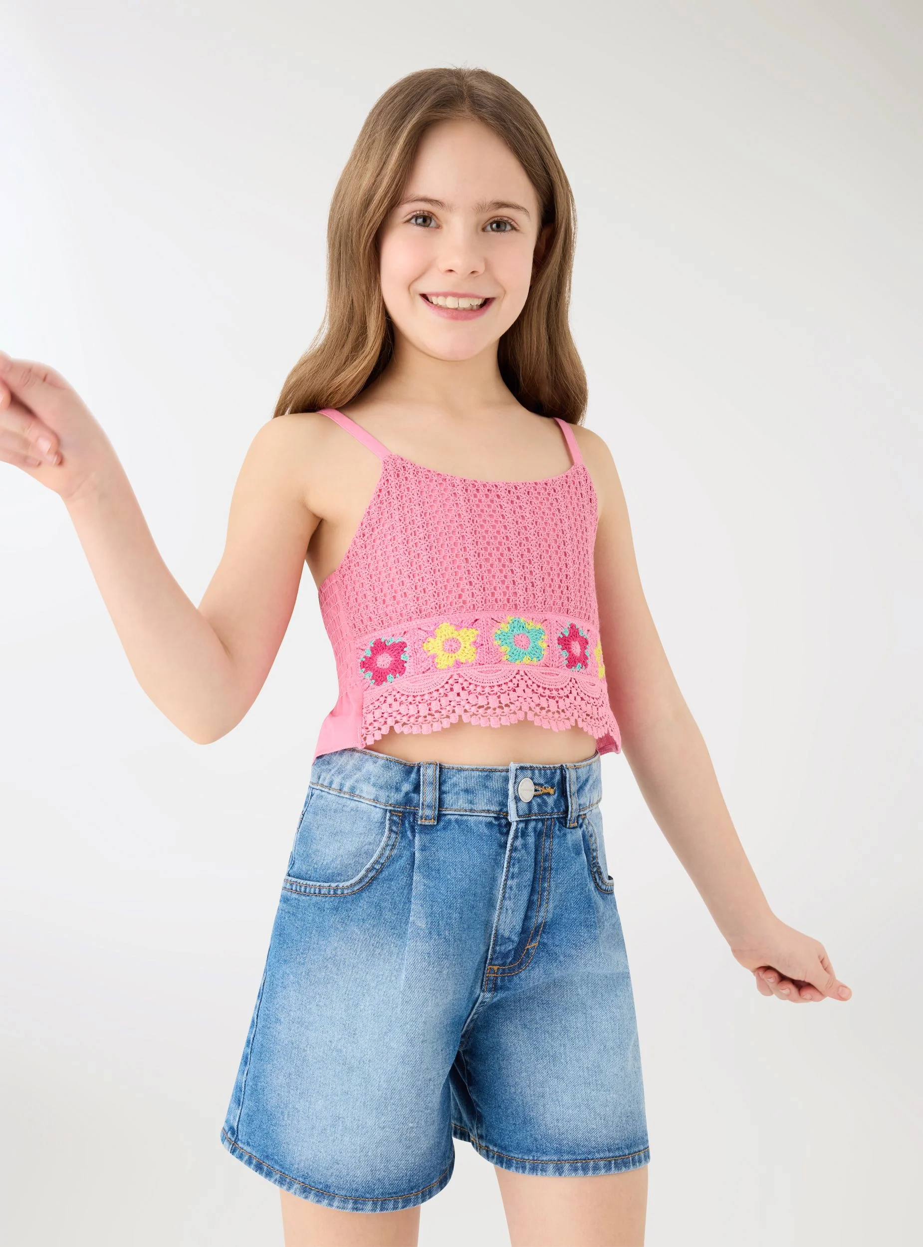 Top in uncinetto con fascia a motivi - Image 8