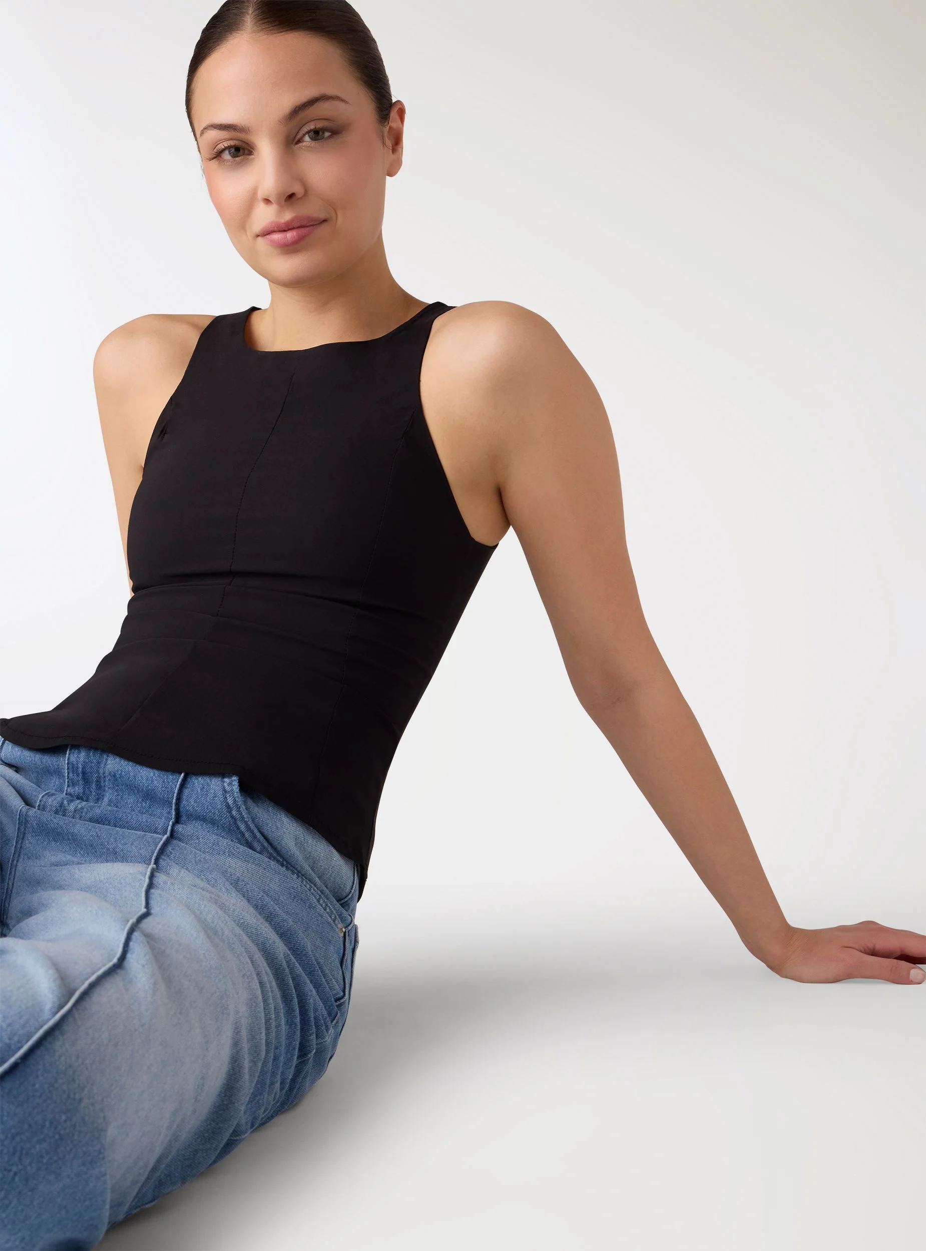 Top peplum a tinta unita - Image 3