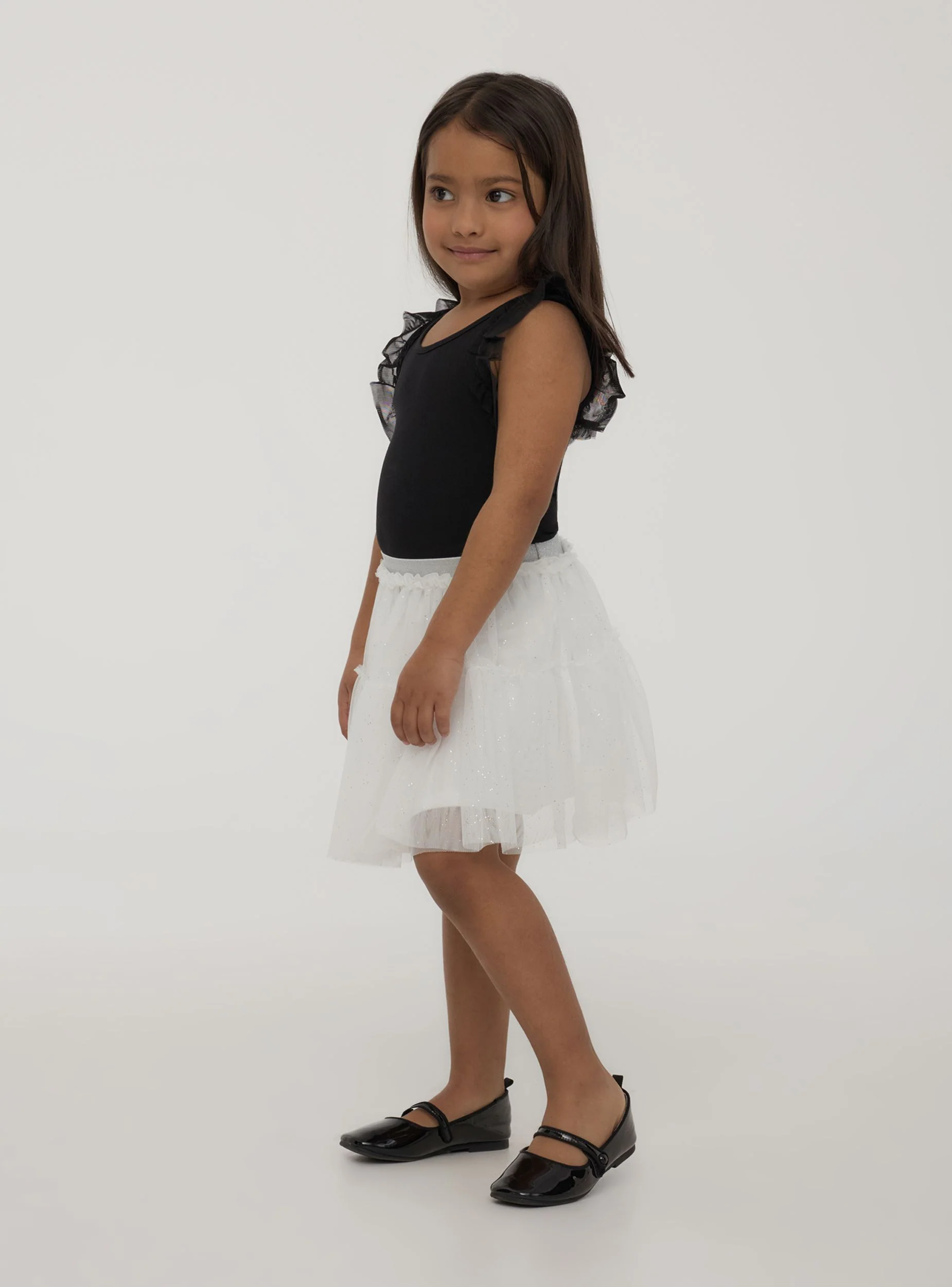 Top spalle larghe in tulle
